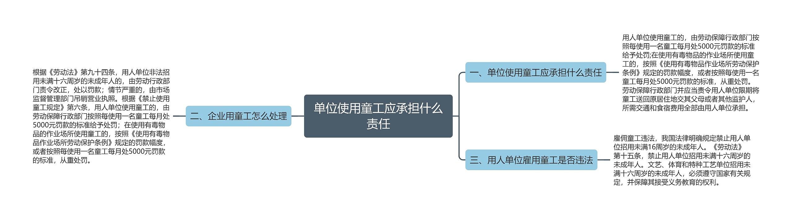 单位使用童工应承担什么责任思维导图