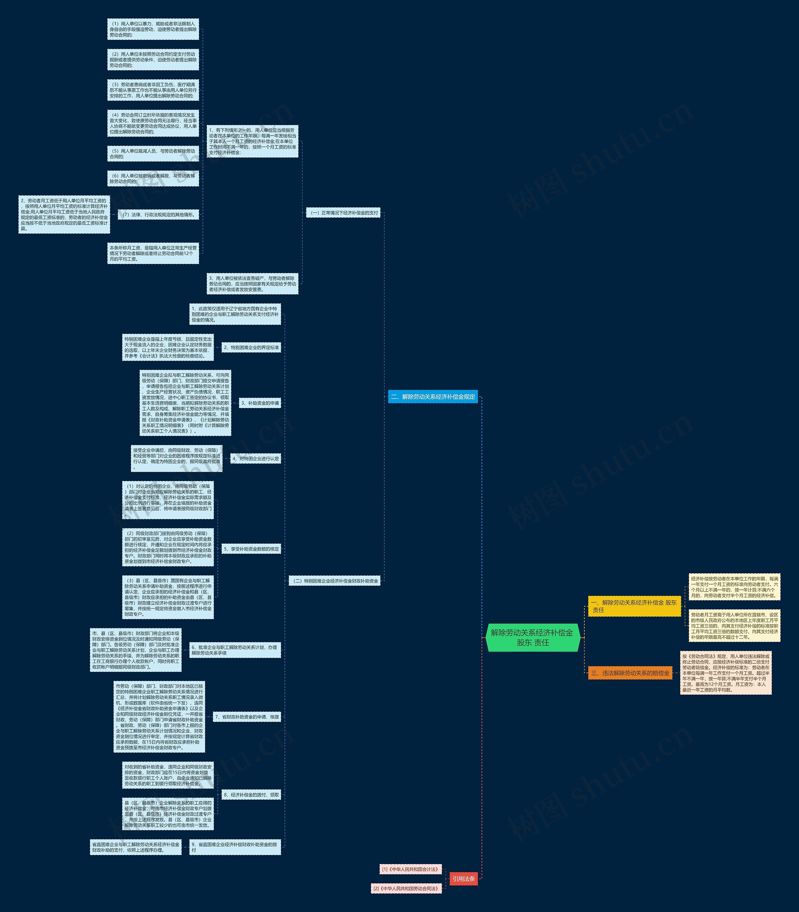 解除劳动关系经济补偿金 股东 责任思维导图