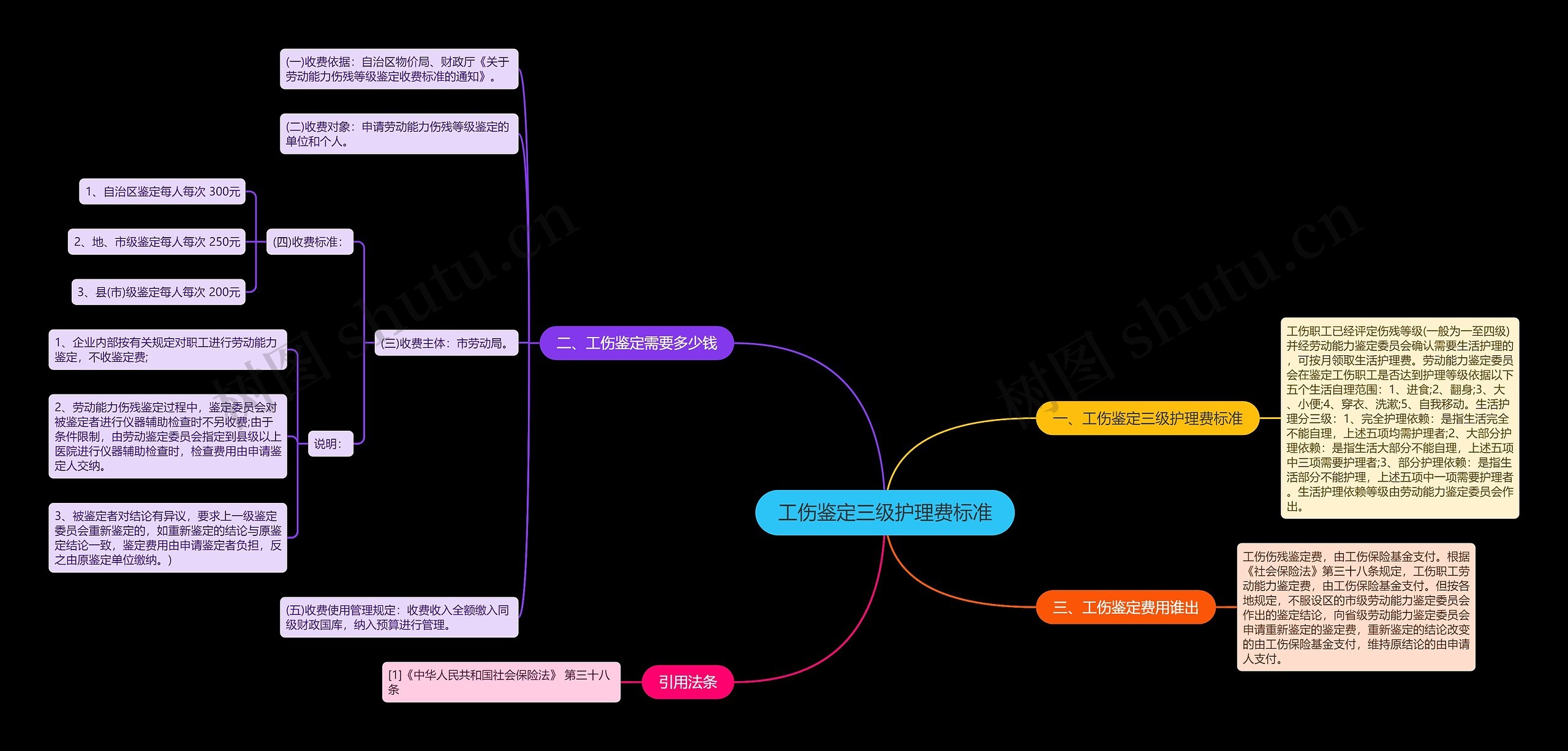 工伤鉴定三级护理费标准思维导图