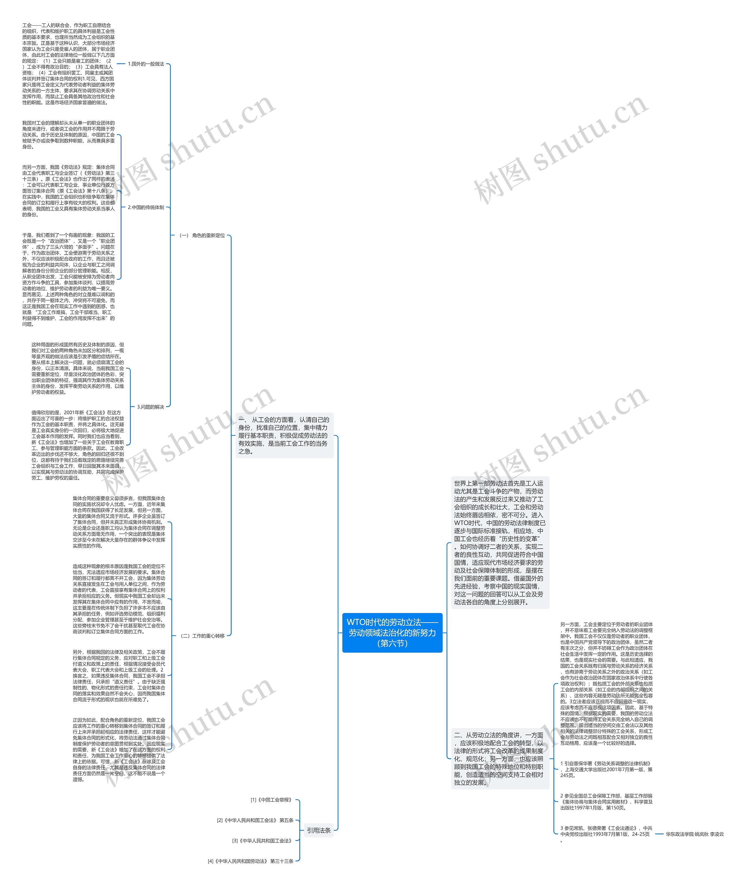 WTO时代的劳动立法——劳动领域法治化的新努力（第六节）思维导图