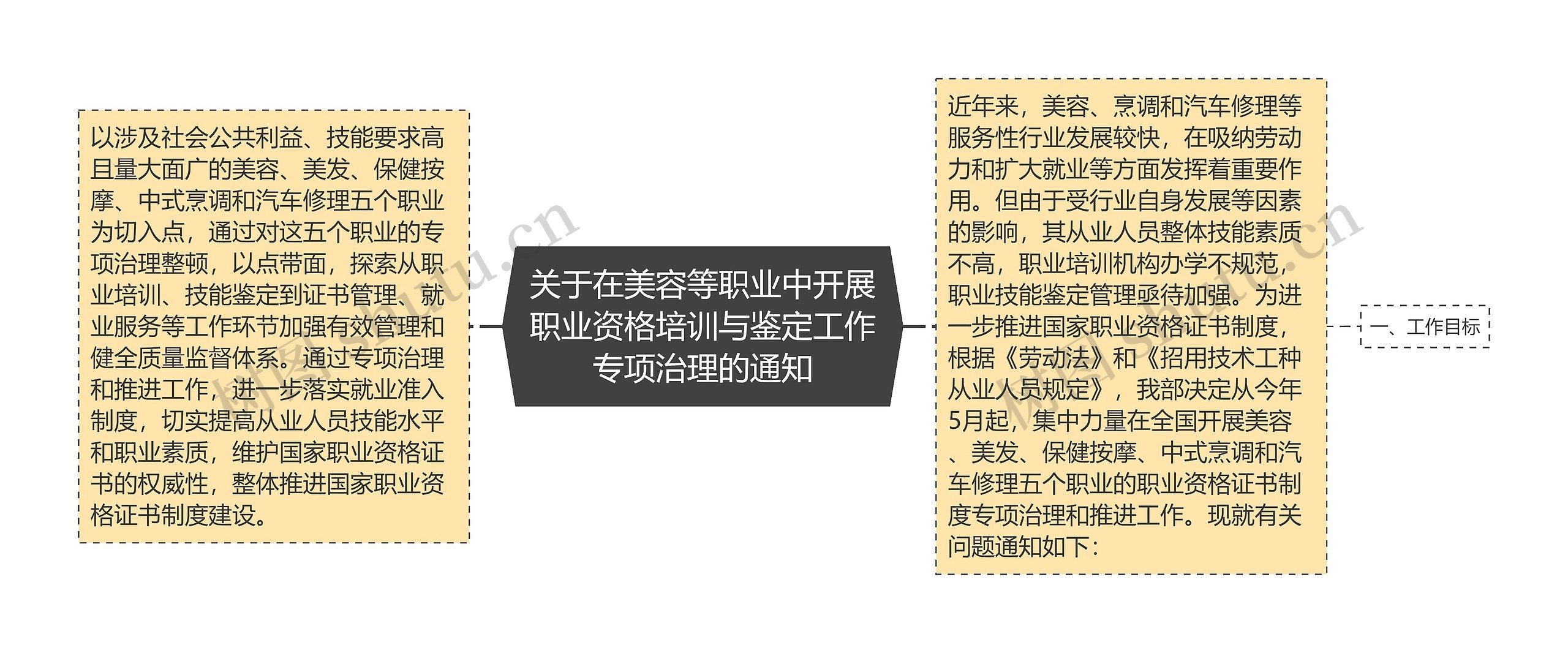 关于在美容等职业中开展职业资格培训与鉴定工作专项治理的通知思维导图