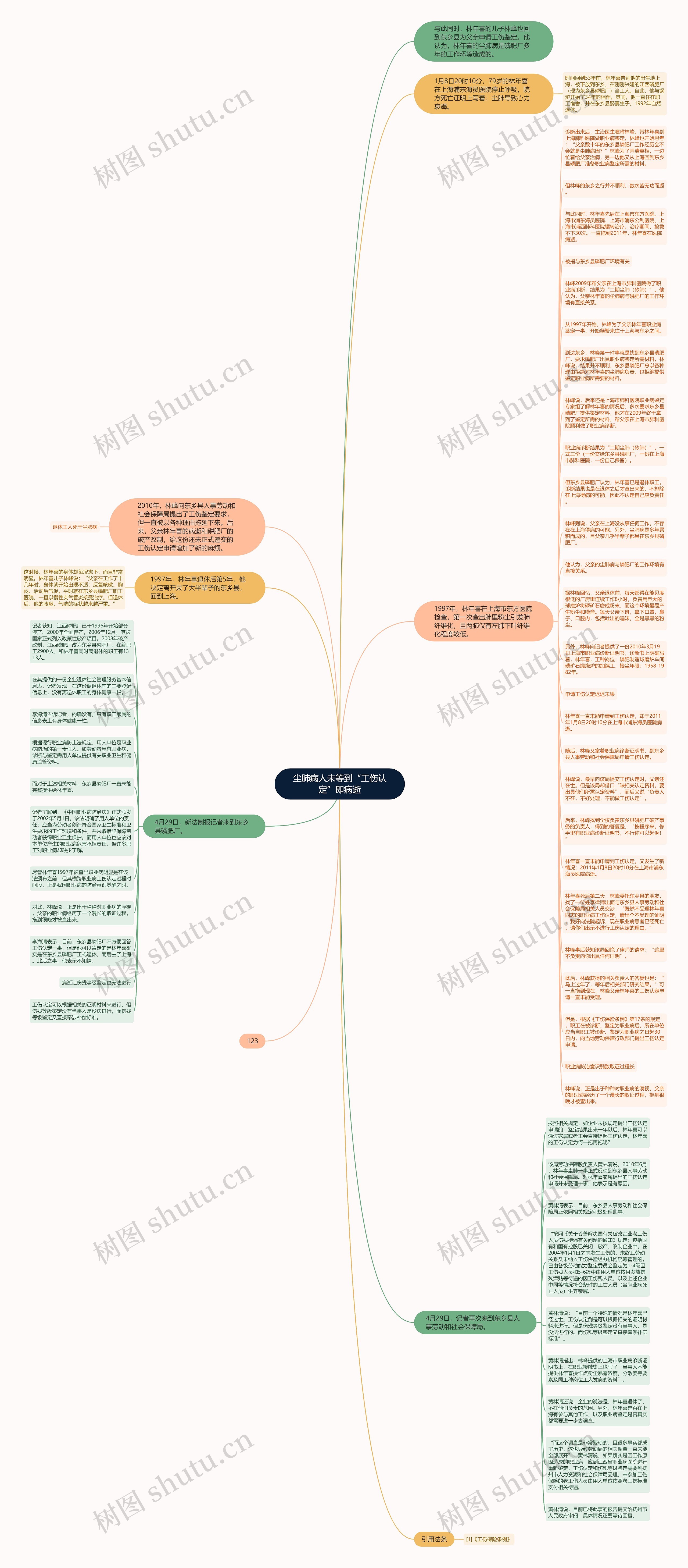 尘肺病人未等到“工伤认定”即病逝思维导图