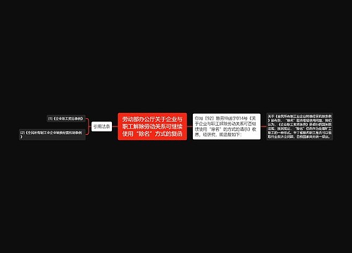 劳动部办公厅关于企业与职工解除劳动关系可继续使用“除名”方式的复函 劳动部办公厅关于企业与职工解除劳动关系可继续使用“除名”方式的复函