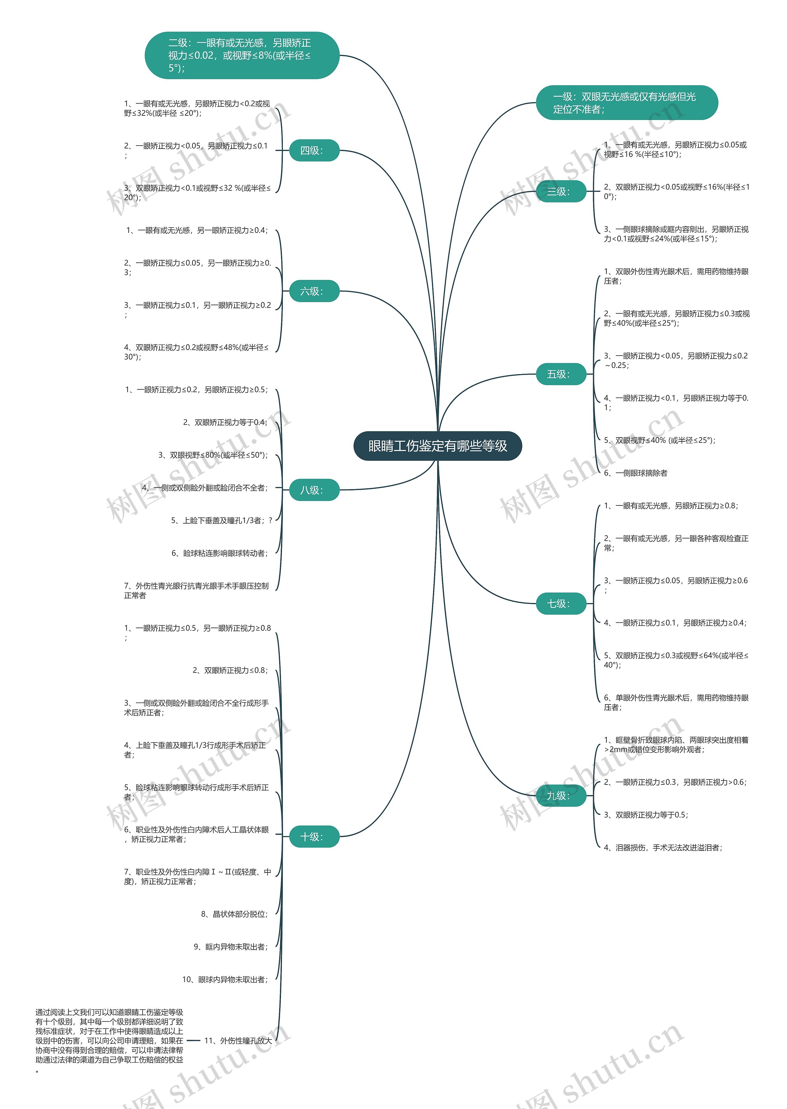 眼睛工伤鉴定有哪些等级思维导图