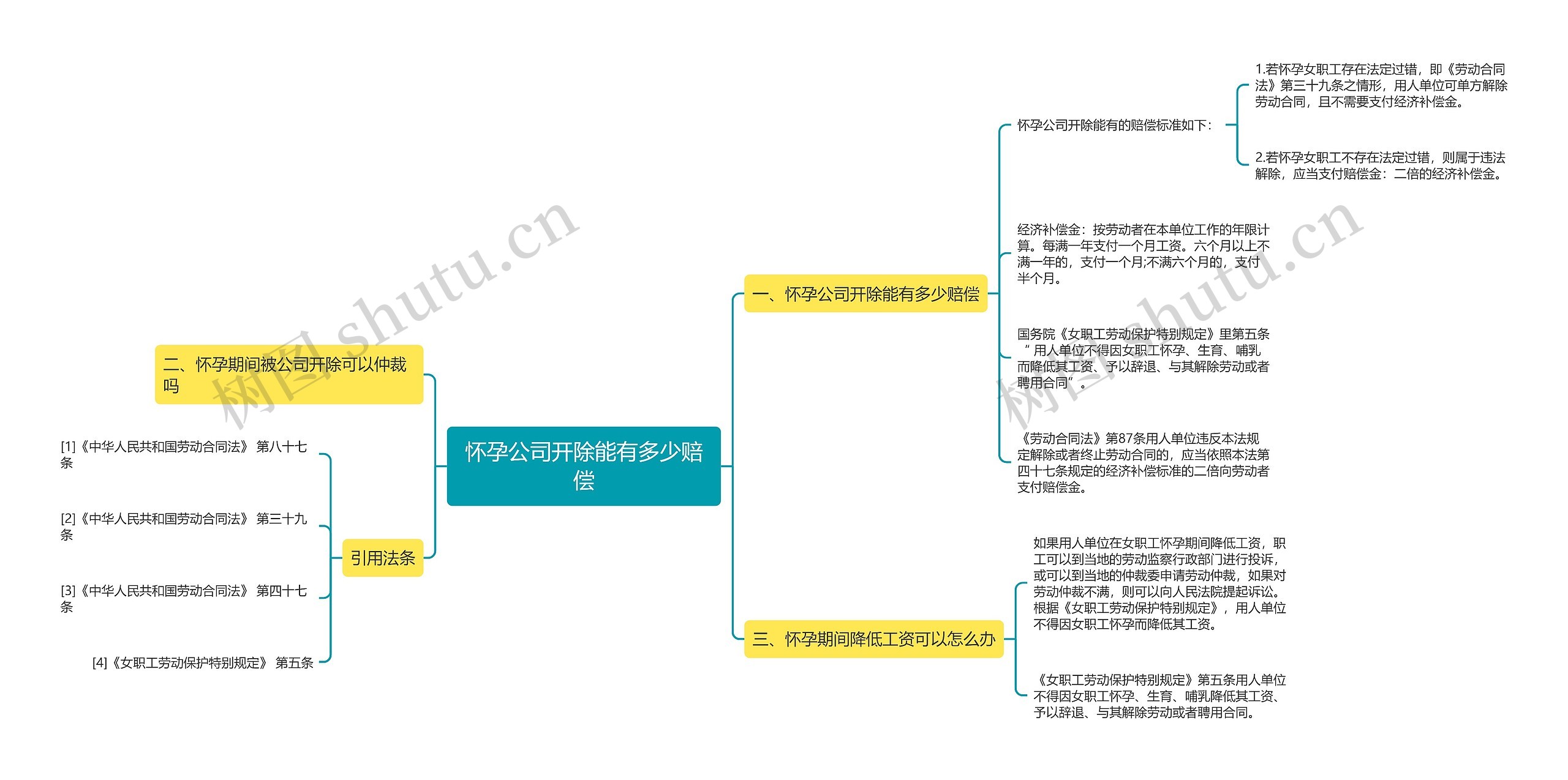 怀孕公司开除能有多少赔偿思维导图