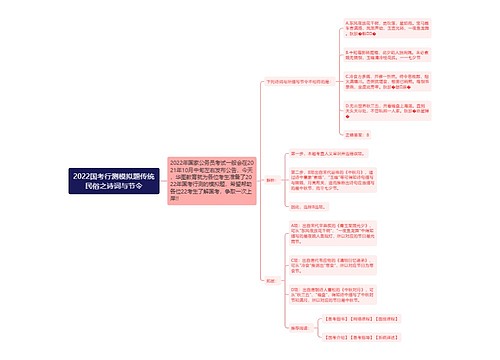 2022国考行测模拟题传统民俗之诗词与节令