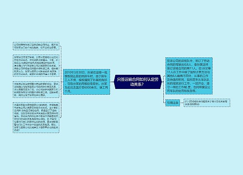 只签运输合同如何认定劳动关系？