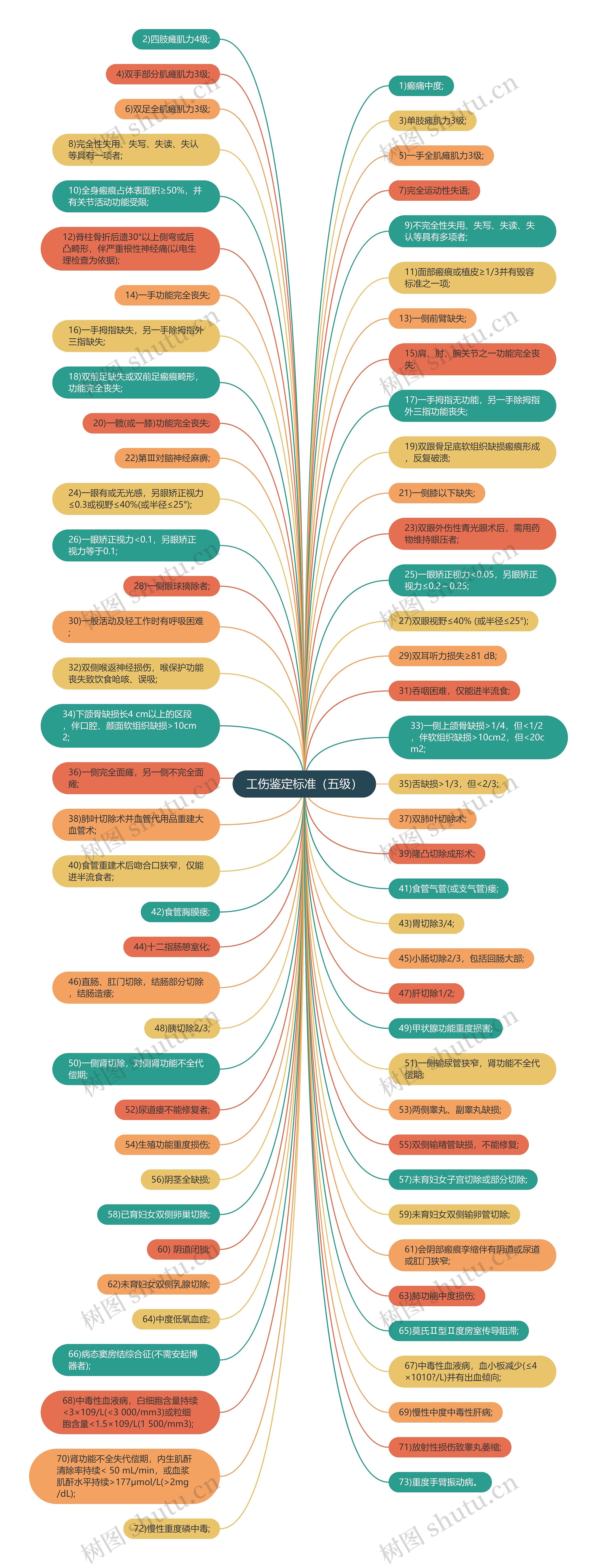 工伤鉴定标准（五级）思维导图