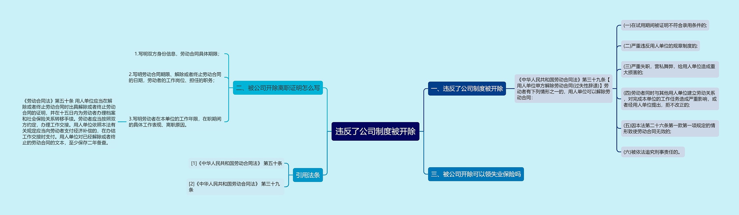 违反了公司制度被开除思维导图