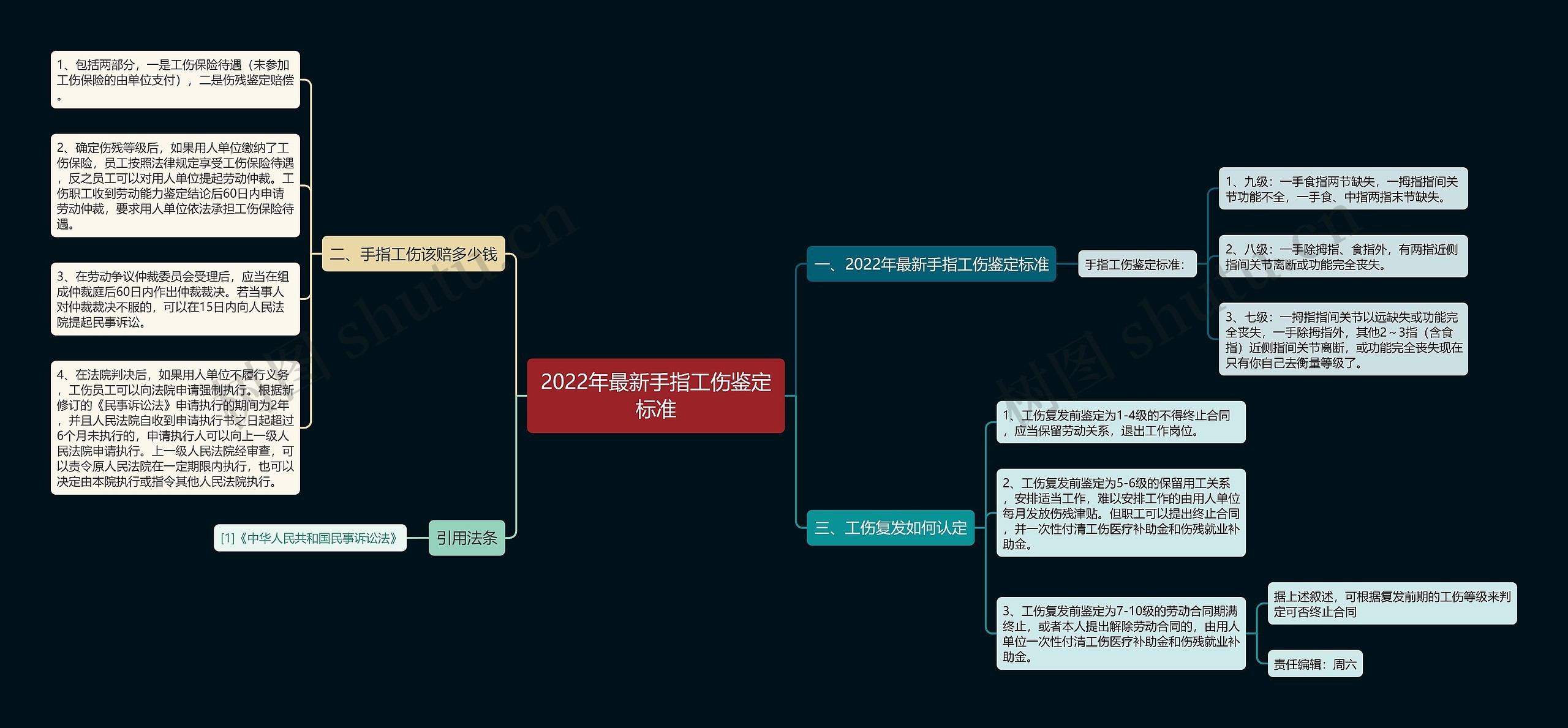 2022年最新手指工伤鉴定标准思维导图