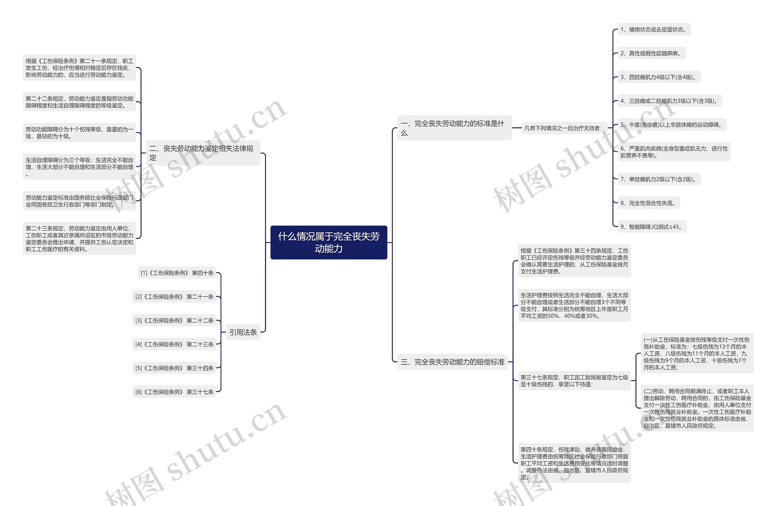 什么情况属于完全丧失劳动能力思维导图