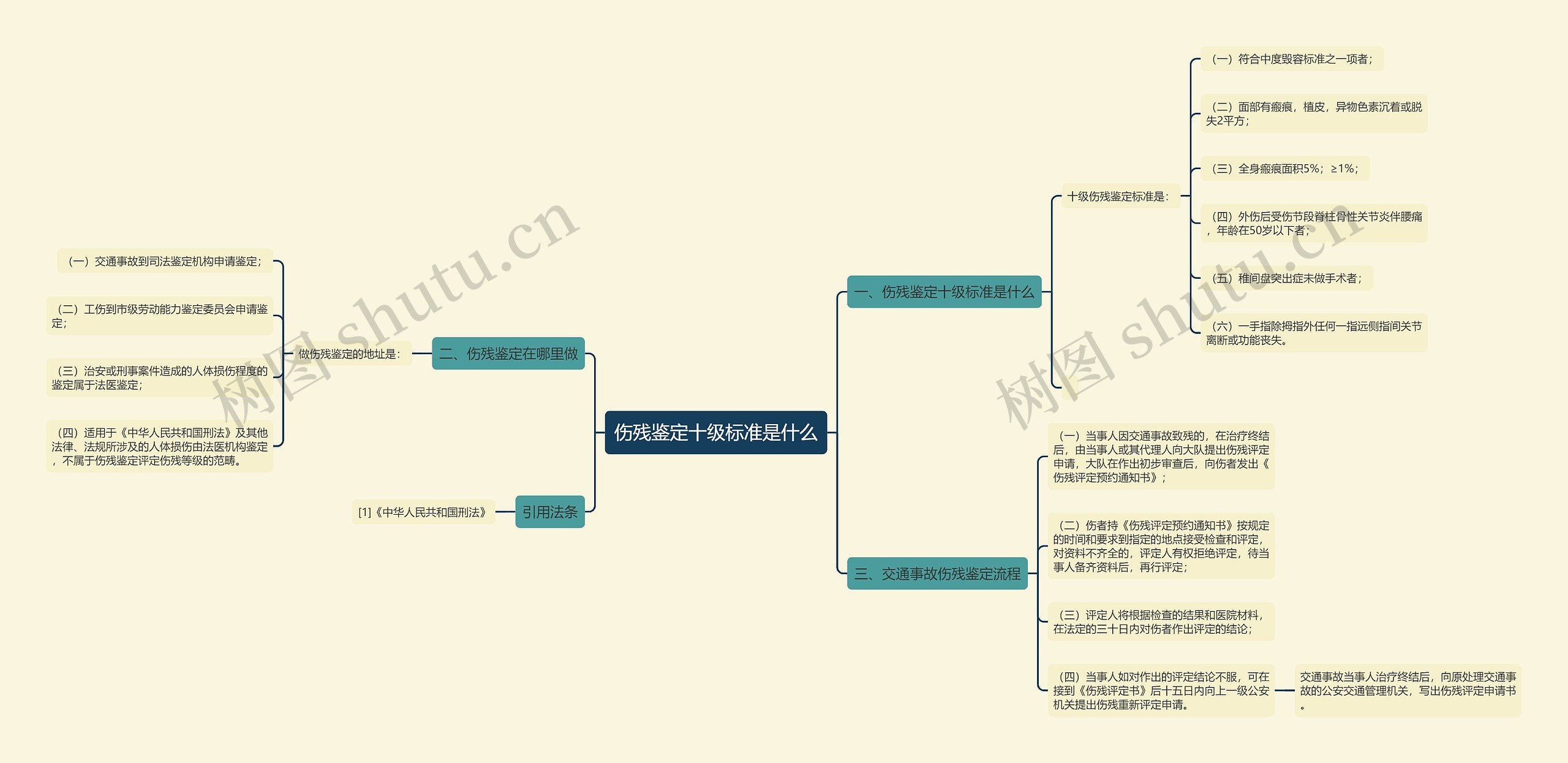 伤残鉴定十级标准是什么思维导图
