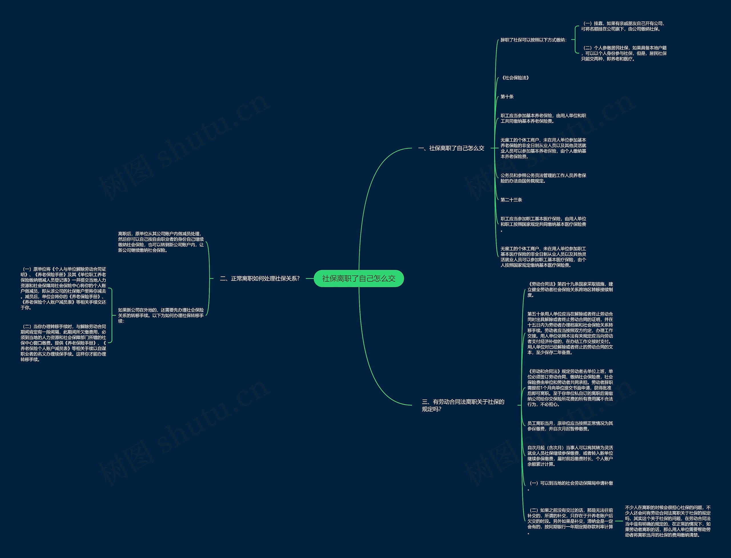 社保离职了自己怎么交思维导图