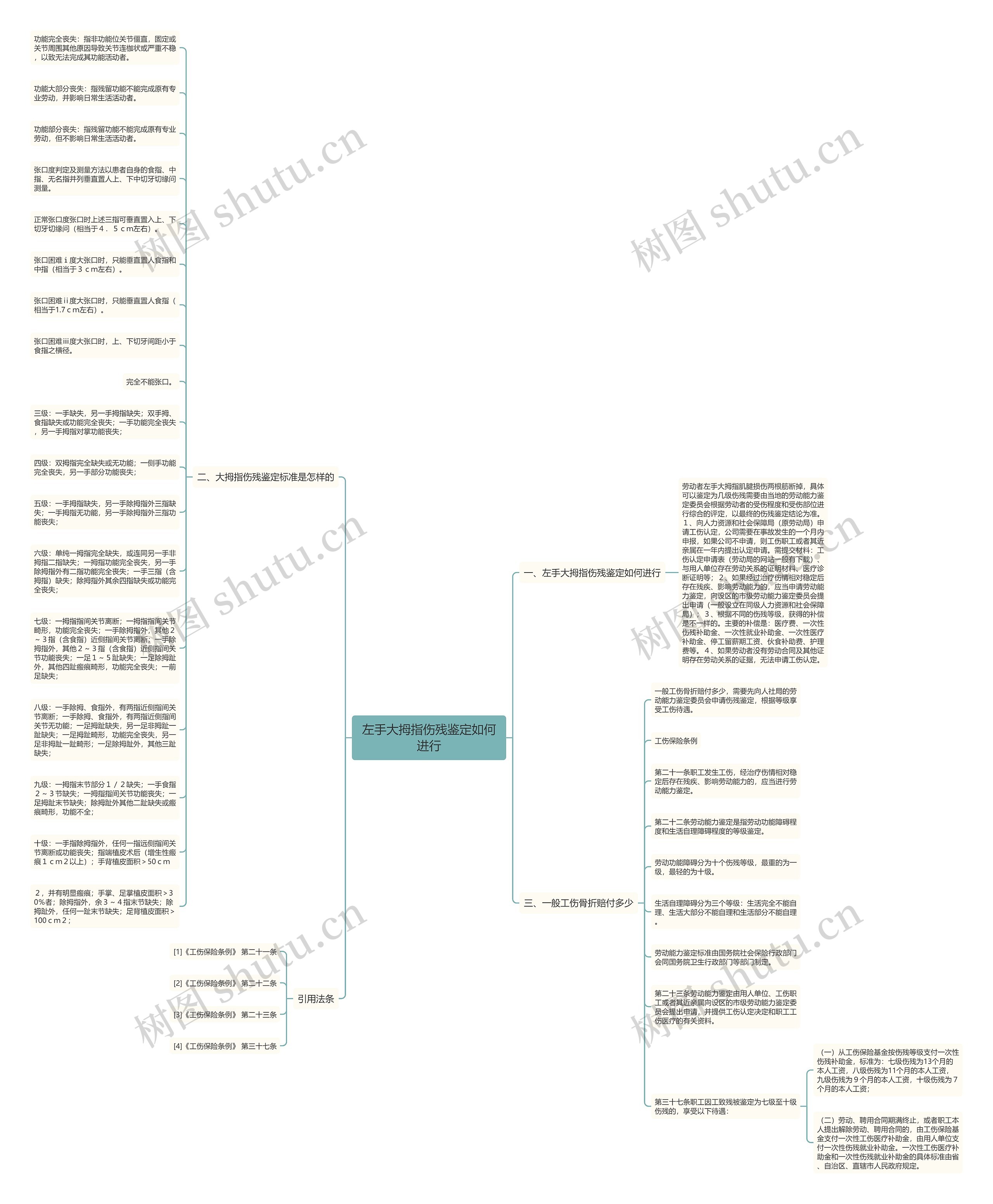 左手大拇指伤残鉴定如何进行思维导图