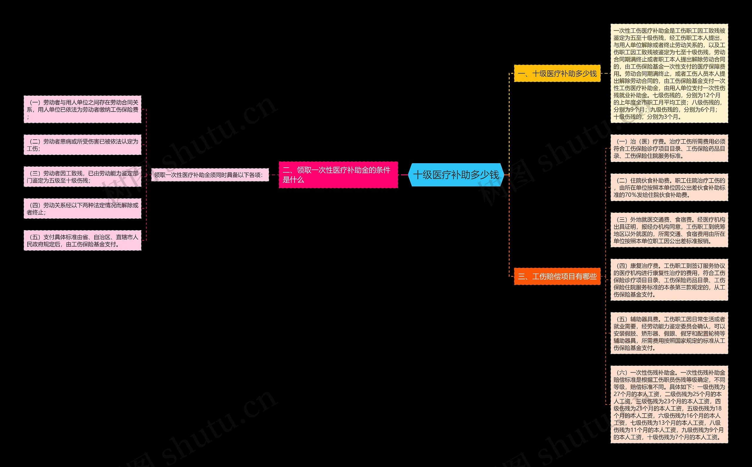 十级医疗补助多少钱思维导图