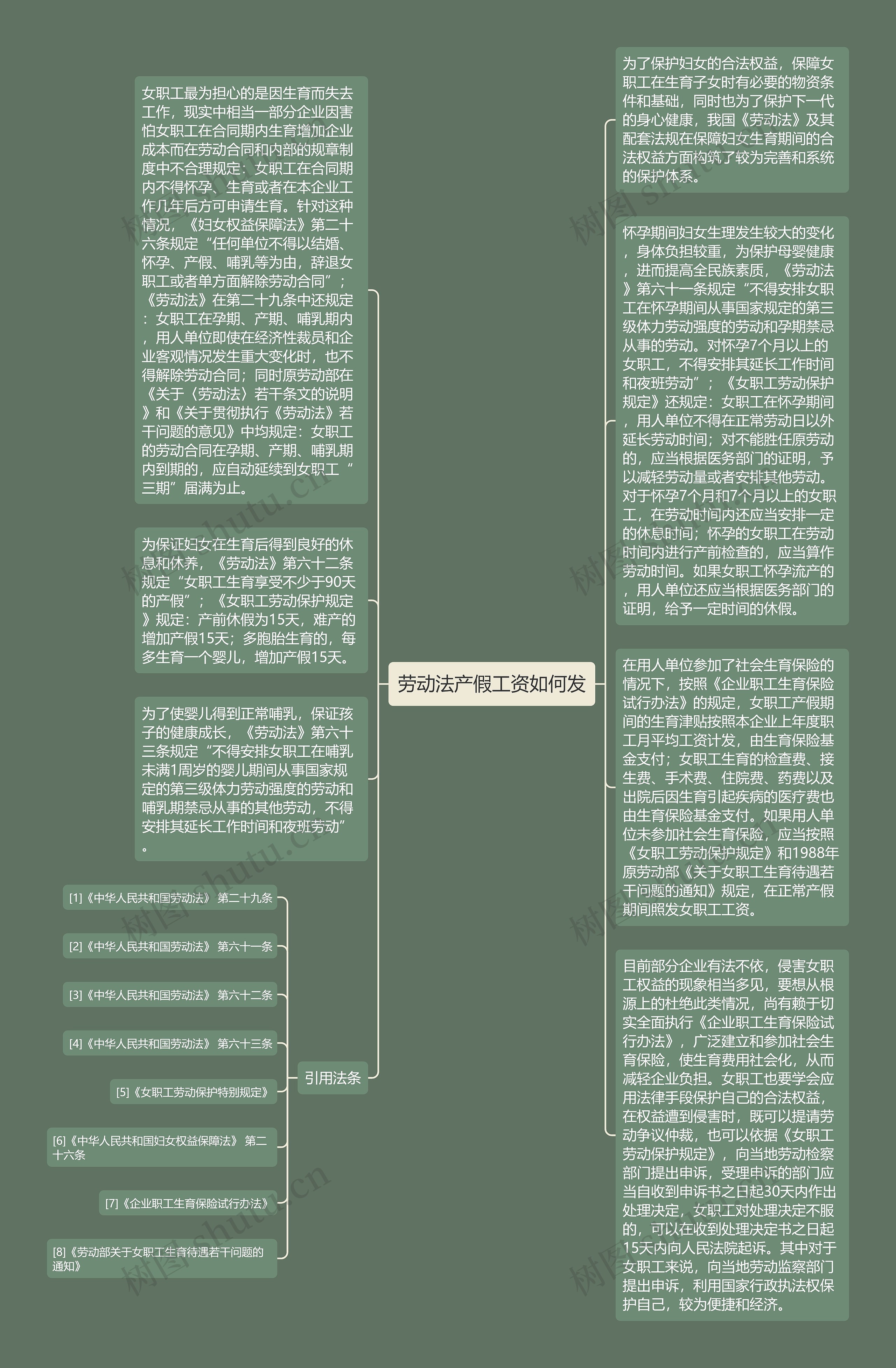 劳动法产假工资如何发思维导图