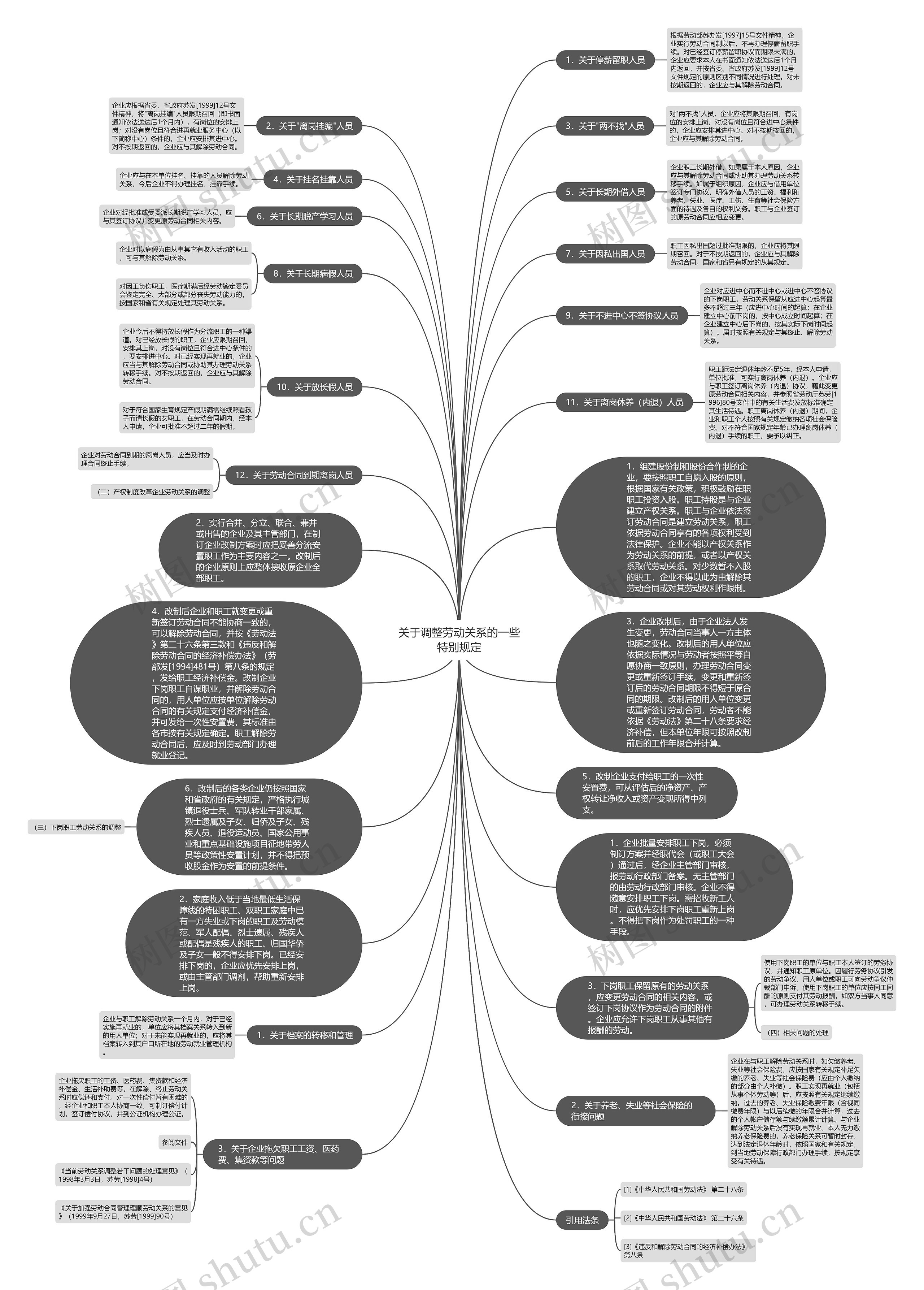 关于调整劳动关系的一些特别规定思维导图