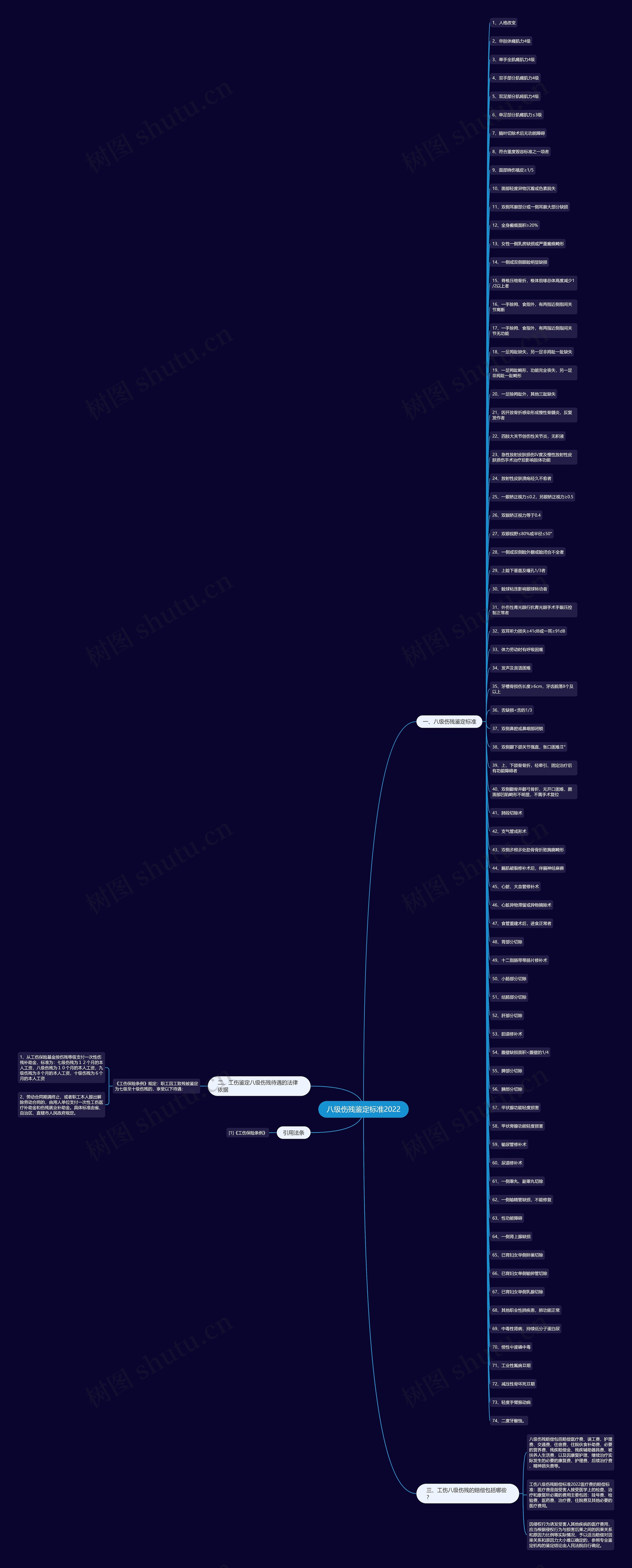 八级伤残鉴定标准2022思维导图