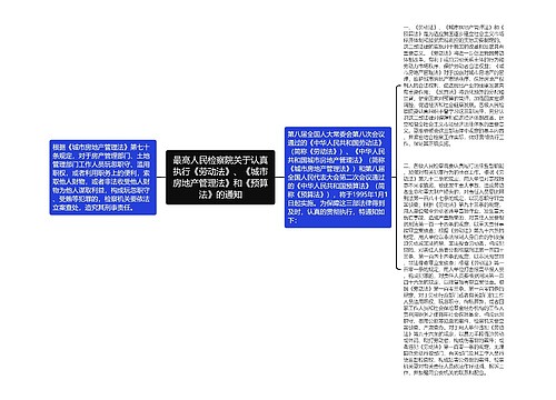 最高人民检察院关于认真执行《劳动法》、《城市房地产管理法》和《预算法》的通知