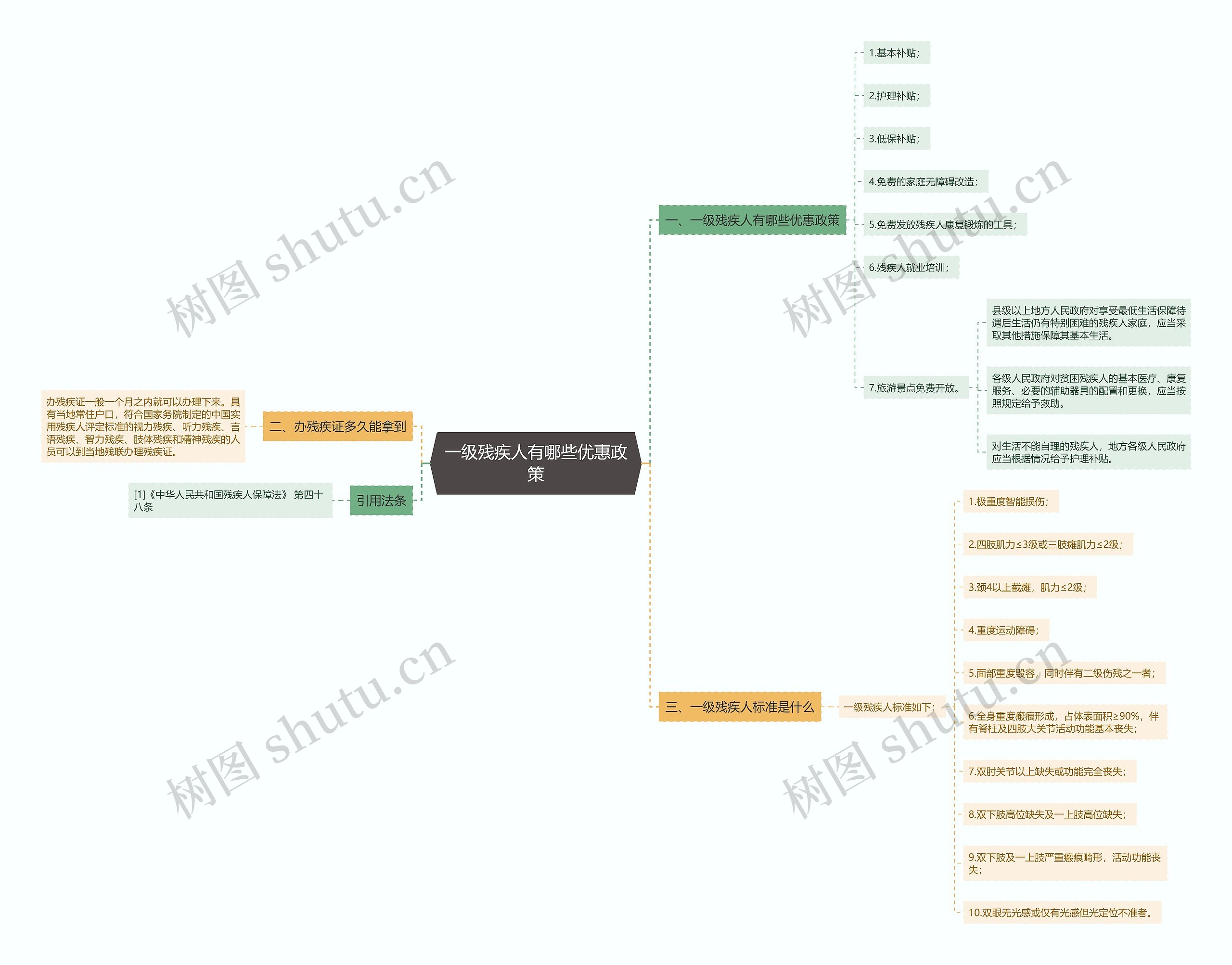 一级残疾人有哪些优惠政策思维导图