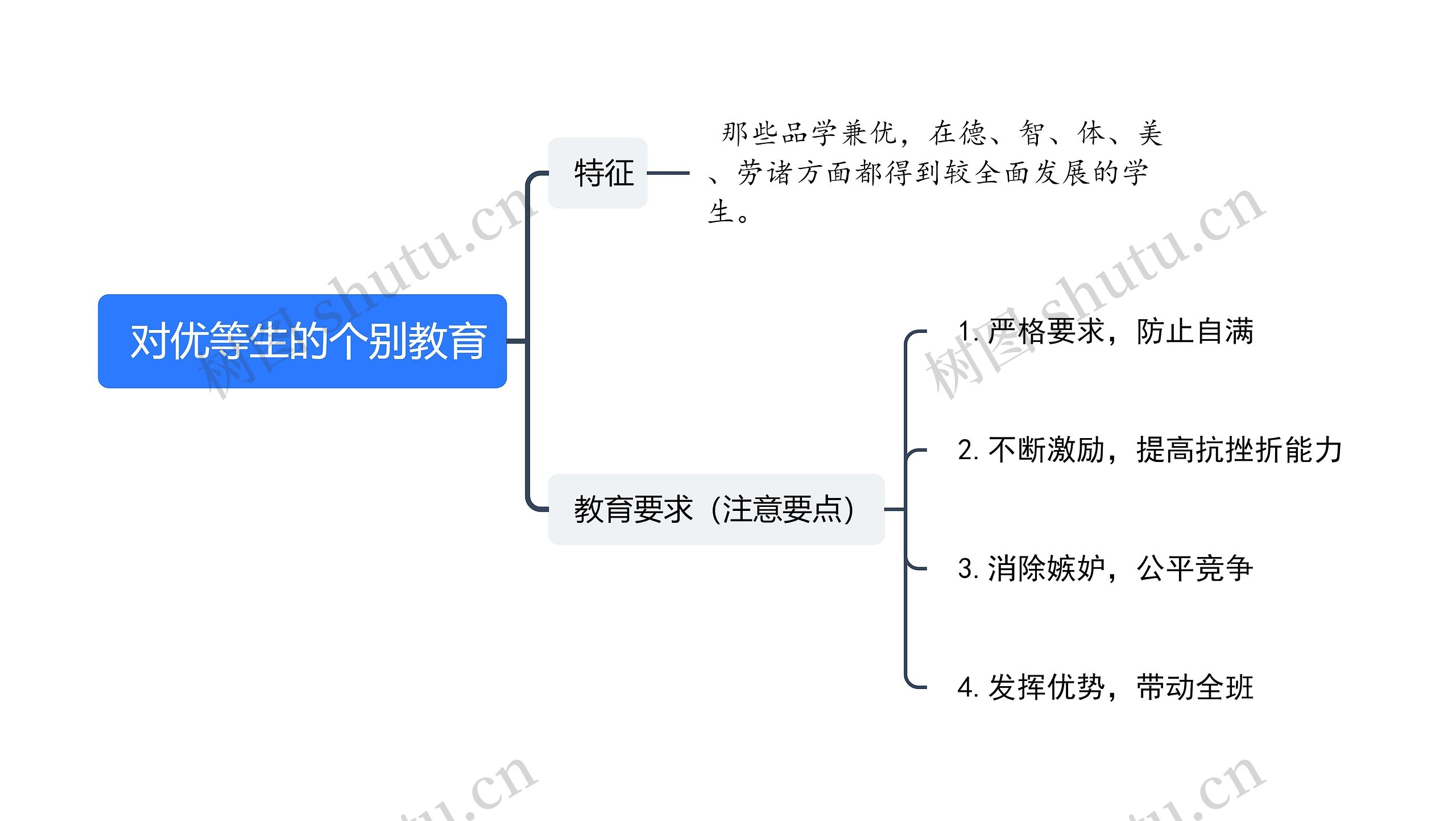  对优等生的个别教育思维导图