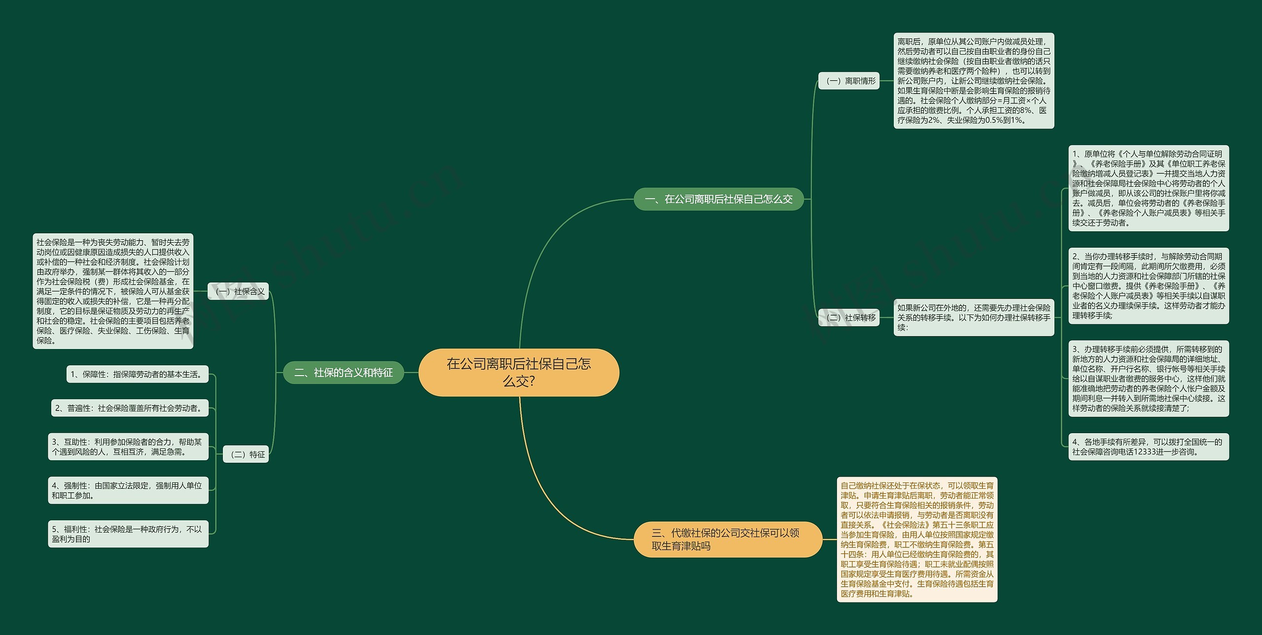 在公司离职后社保自己怎么交?思维导图