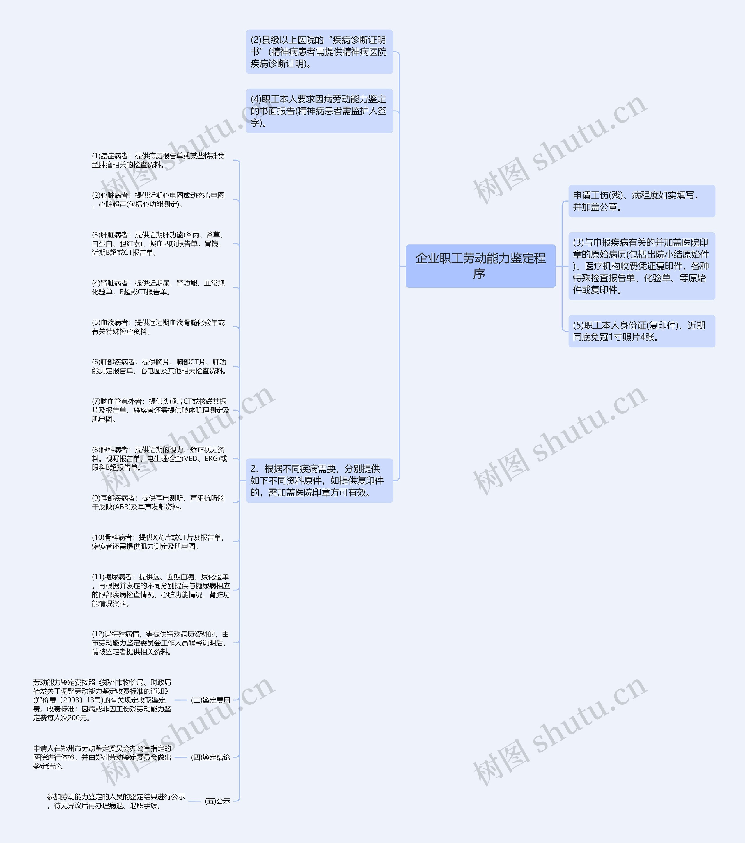 企业职工劳动能力鉴定程序 思维导图