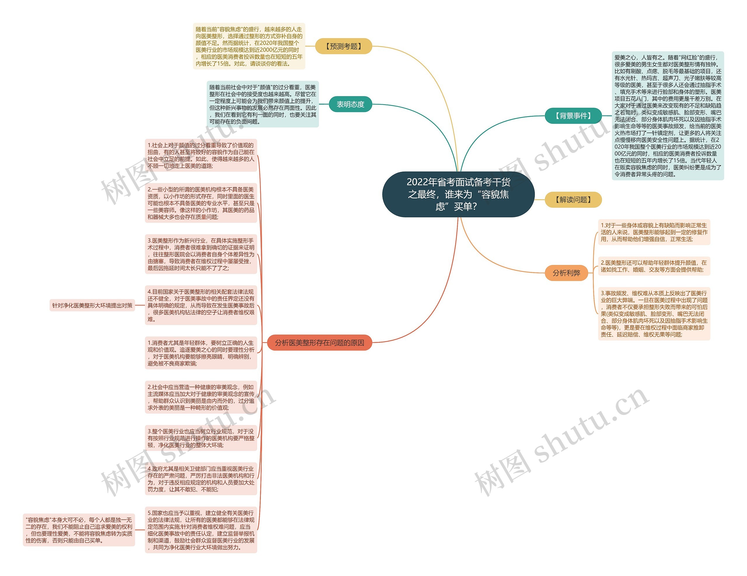 2022年省考面试备考干货之最终，谁来为“容貌焦虑”买单？思维导图