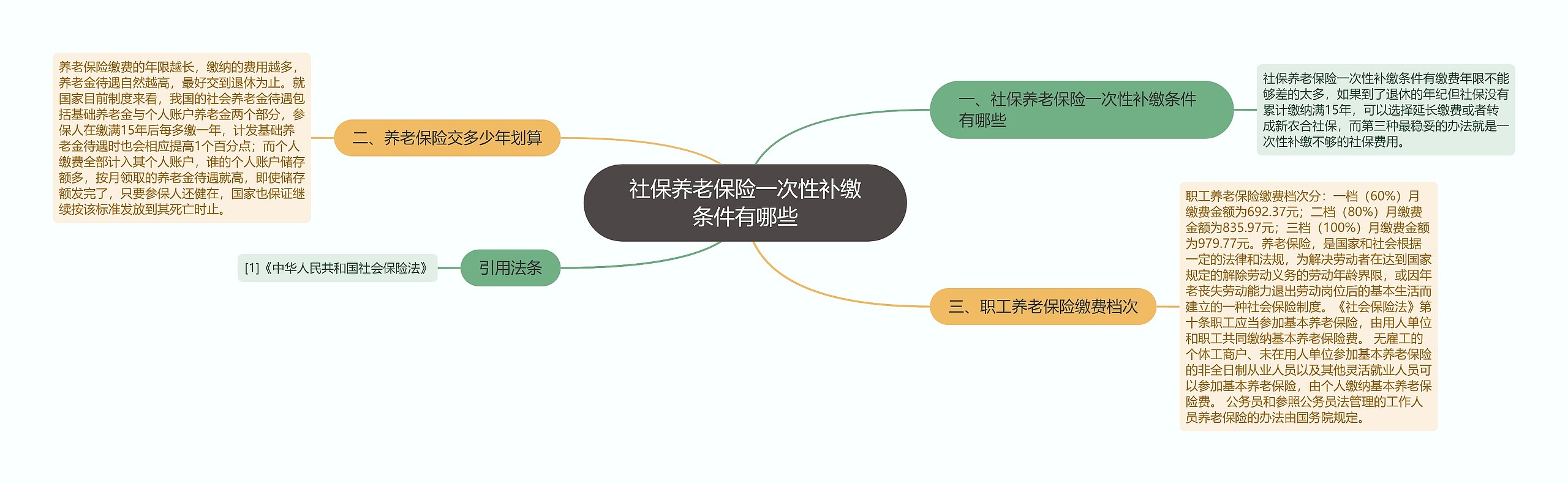 社保养老保险一次性补缴条件有哪些思维导图