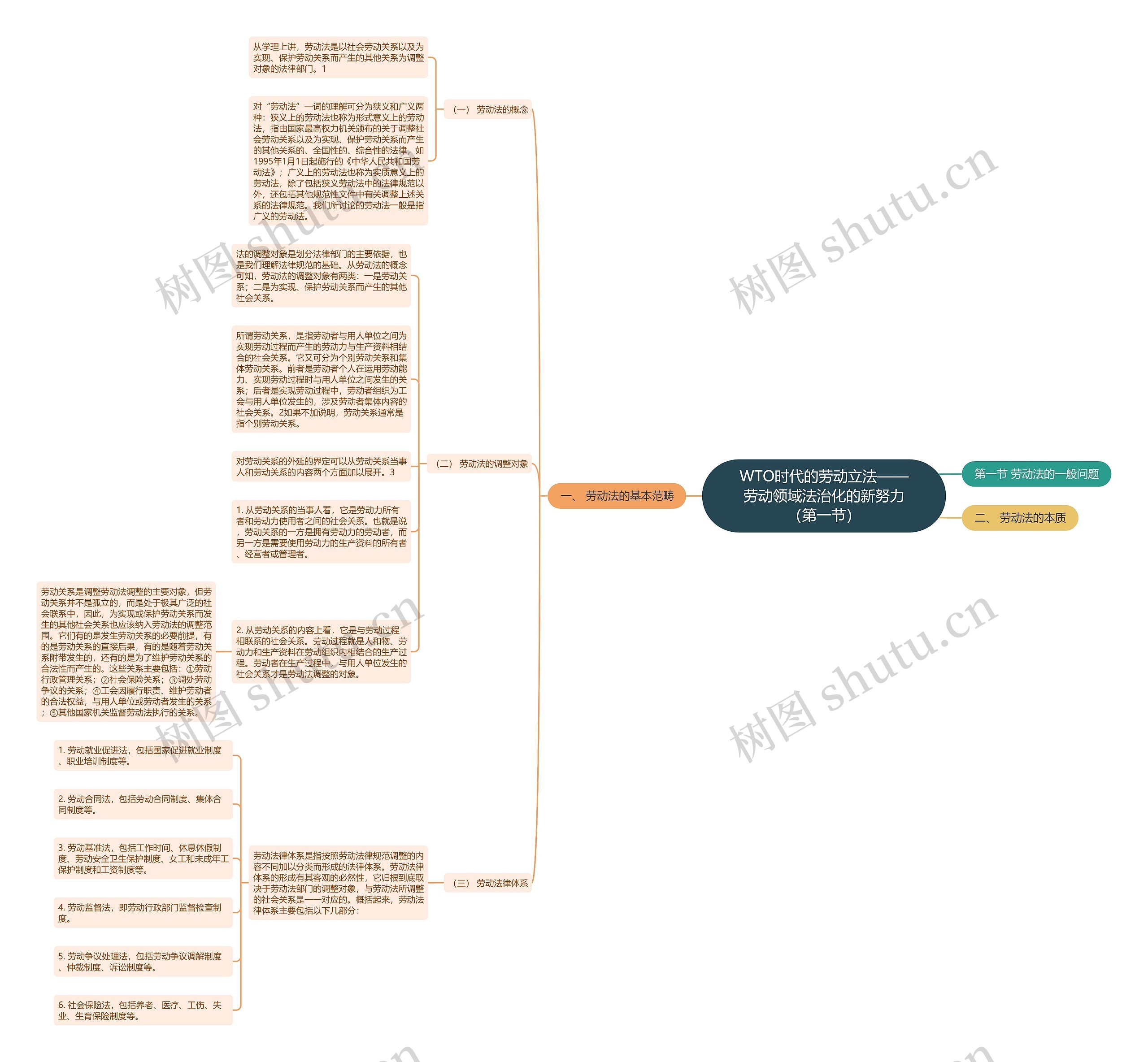 WTO时代的劳动立法——劳动领域法治化的新努力（第一节）思维导图