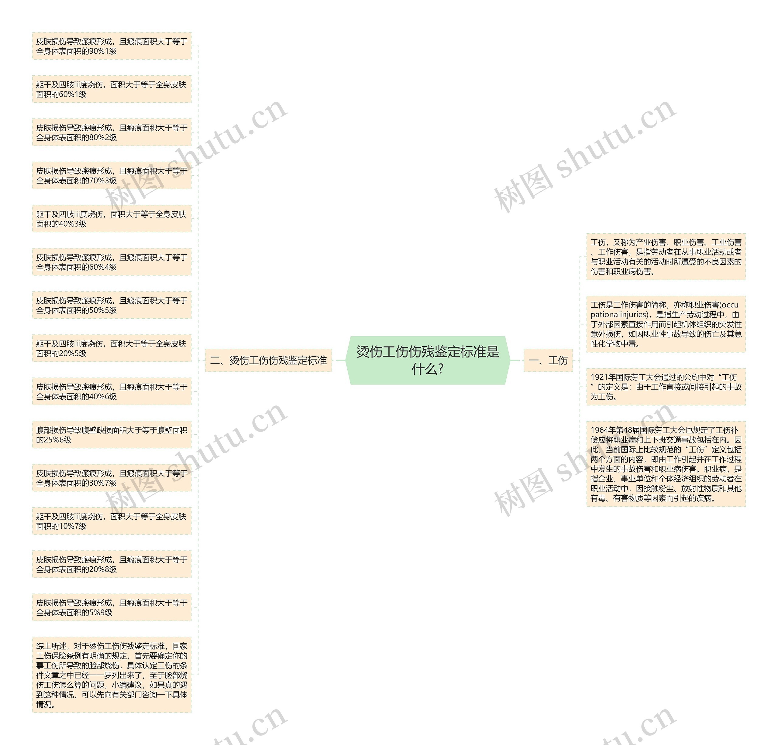 烫伤工伤伤残鉴定标准是什么?思维导图