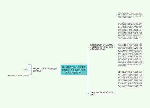 2021重点工作：全面实施乡村振兴战略 促进农业稳定发展和农民增收