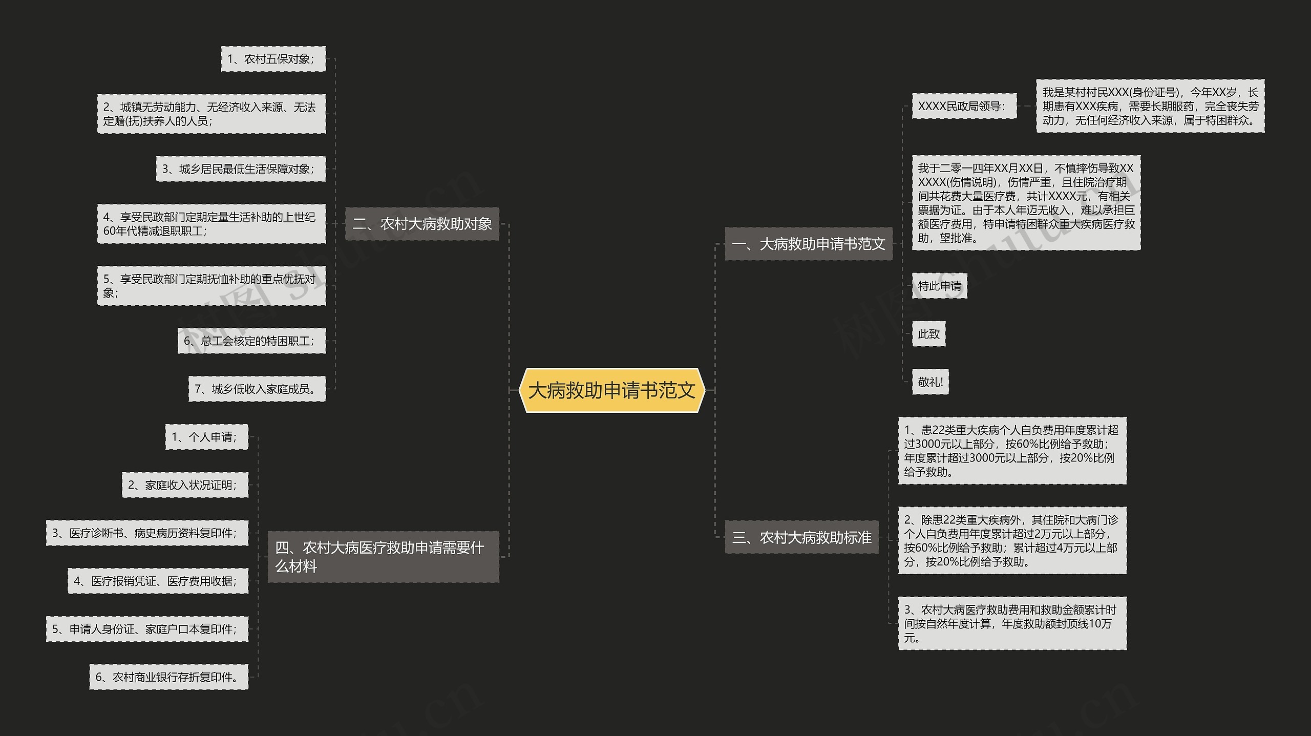 大病救助申请书范文思维导图