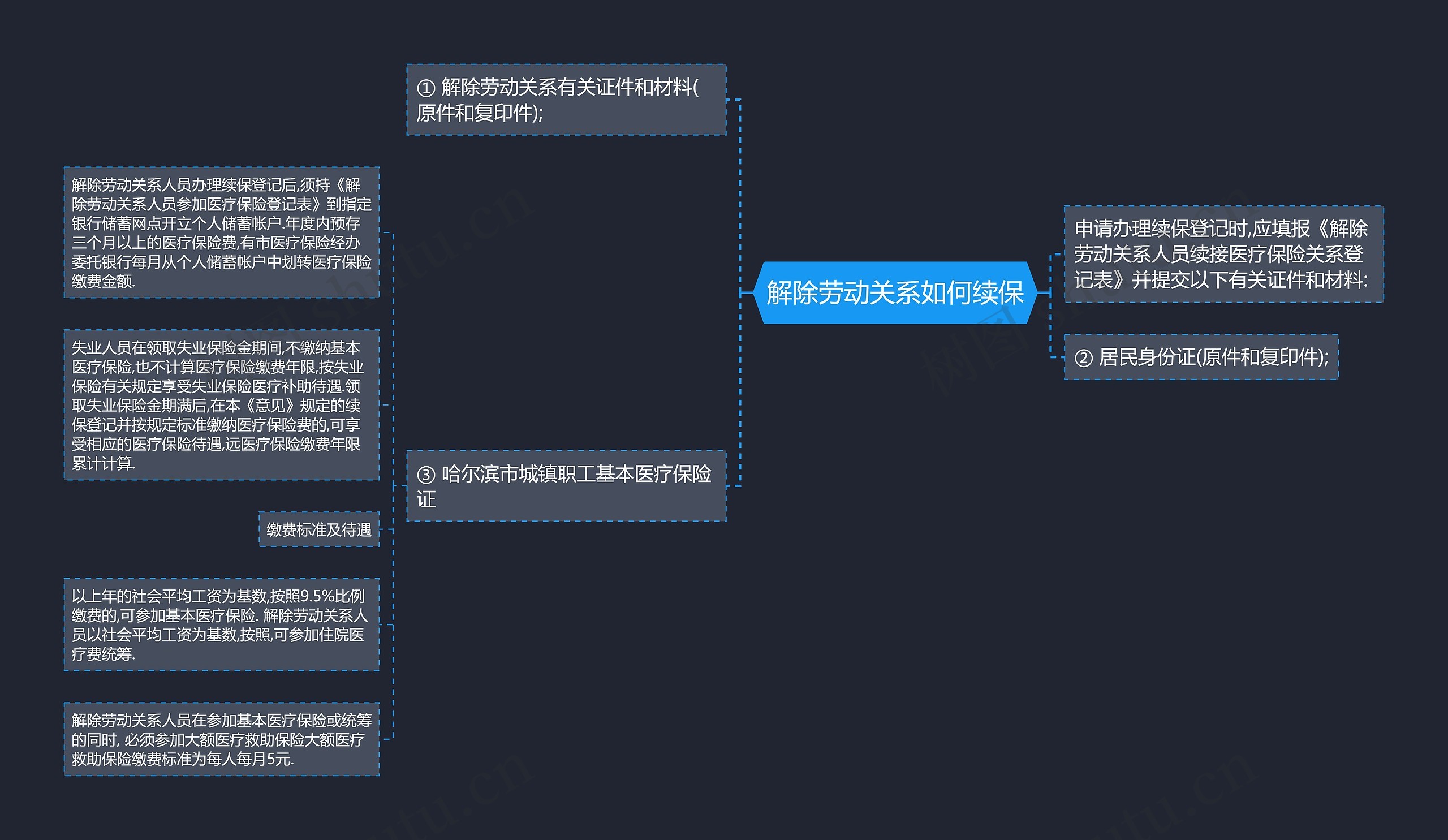 解除劳动关系如何续保思维导图