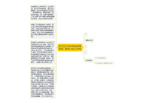 员工在工作时间突发疾病致残，能否认定为工伤吗