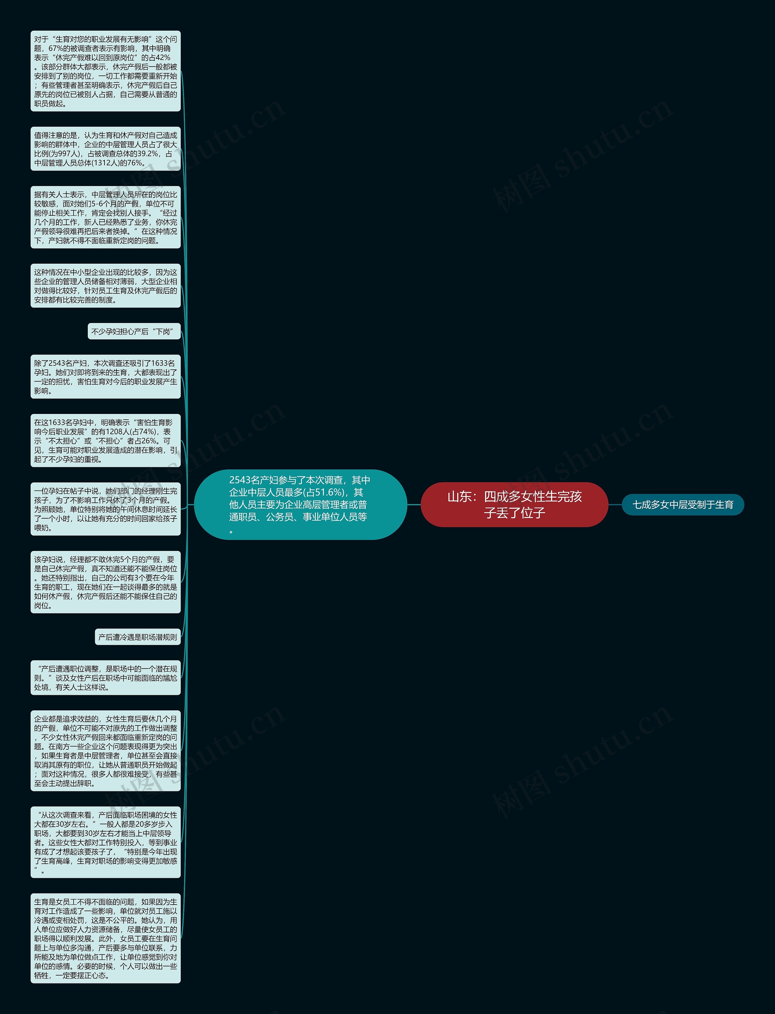 山东：四成多女性生完孩子丢了位子思维导图