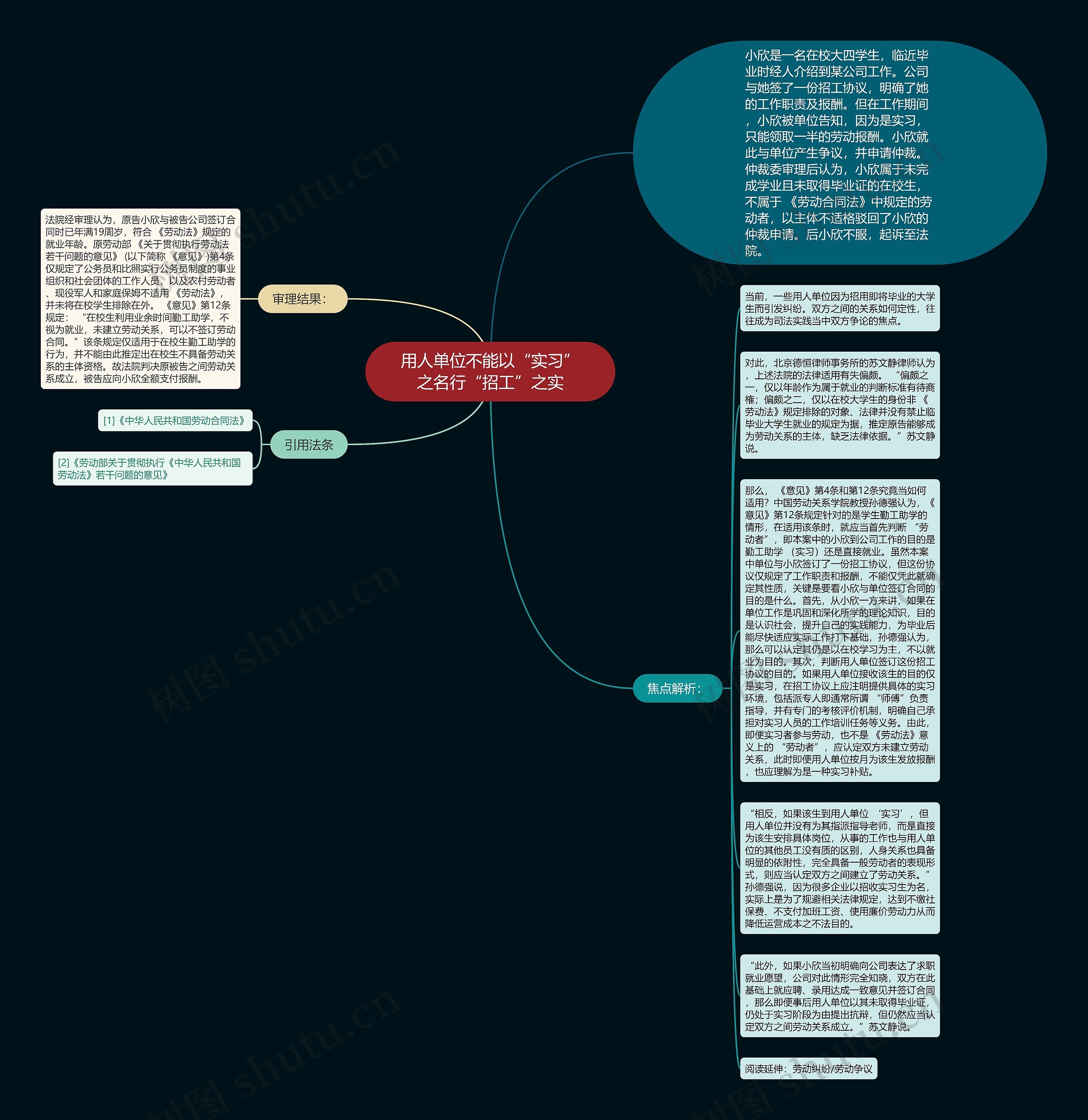 用人单位不能以“实习”之名行“招工”之实思维导图