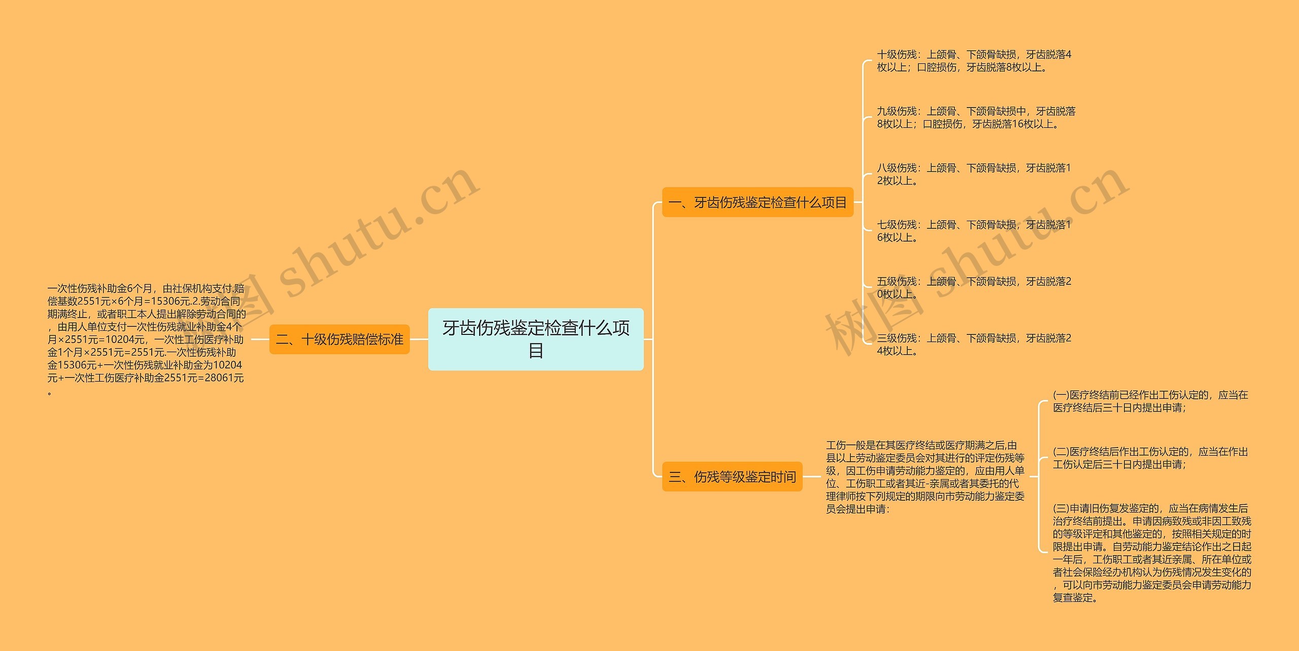 牙齿伤残鉴定检查什么项目思维导图