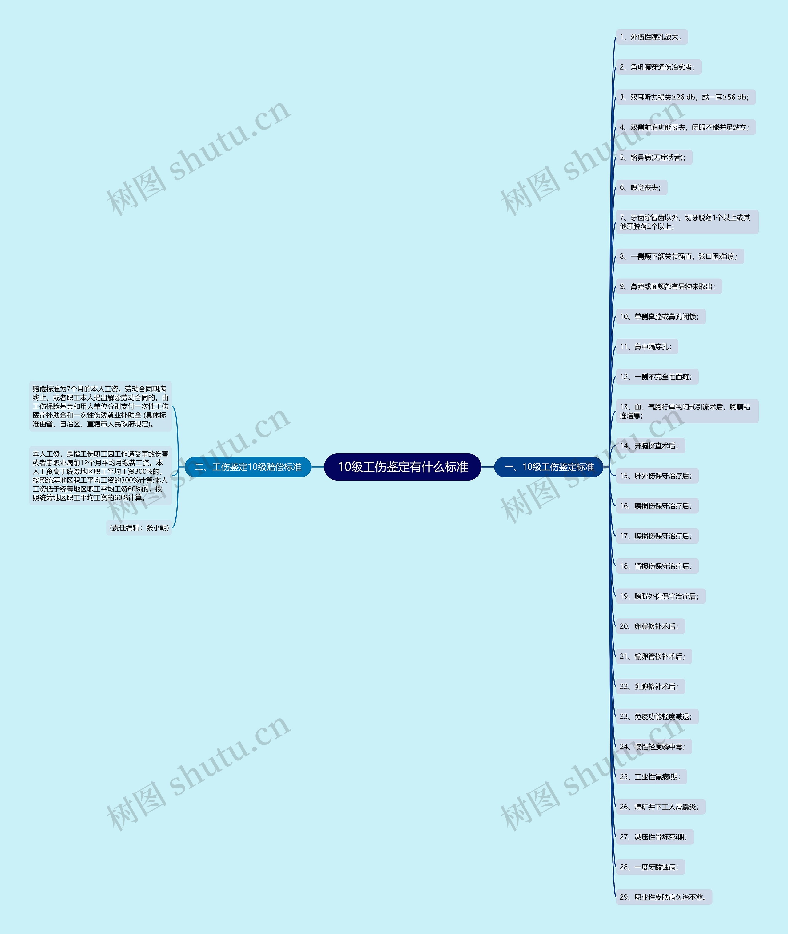 10级工伤鉴定有什么标准思维导图