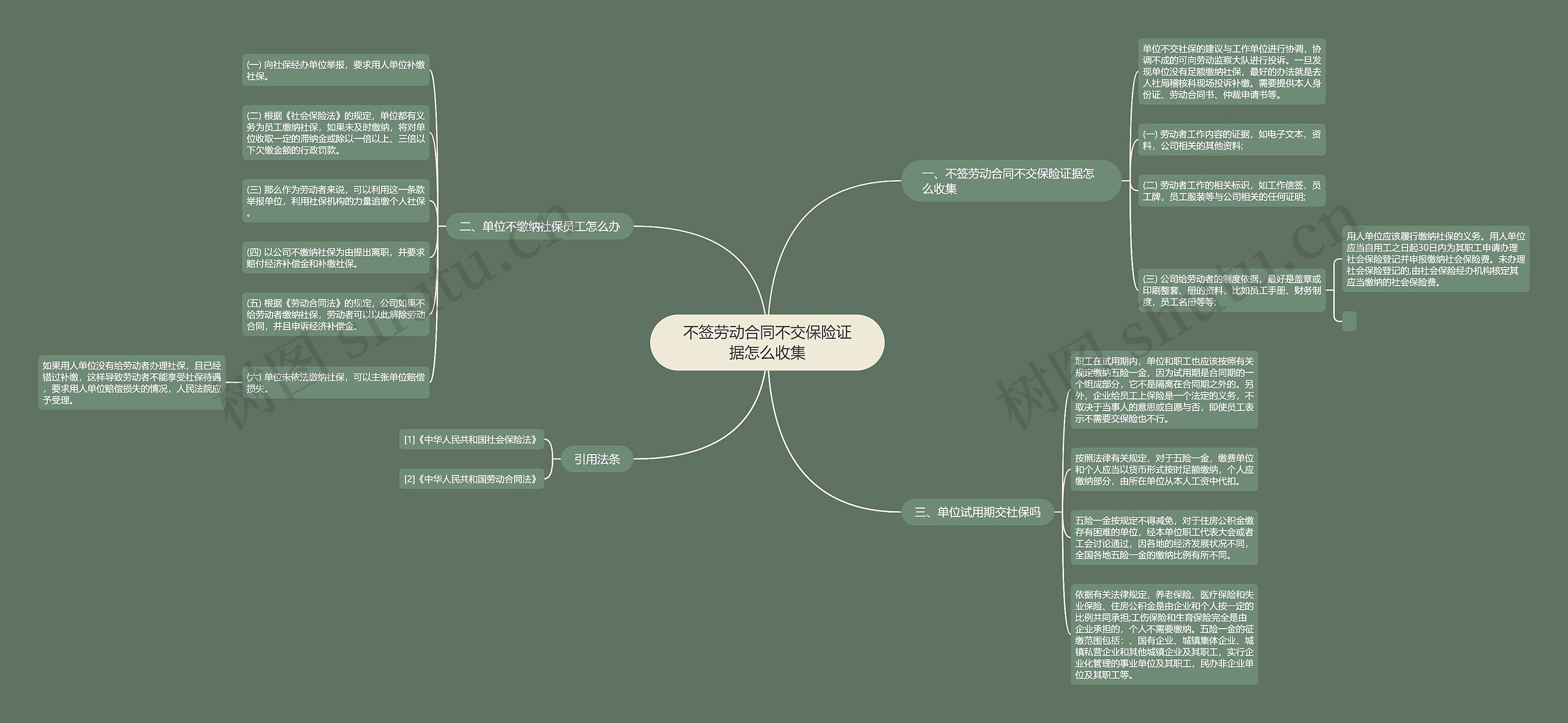 不签劳动合同不交保险证据怎么收集思维导图