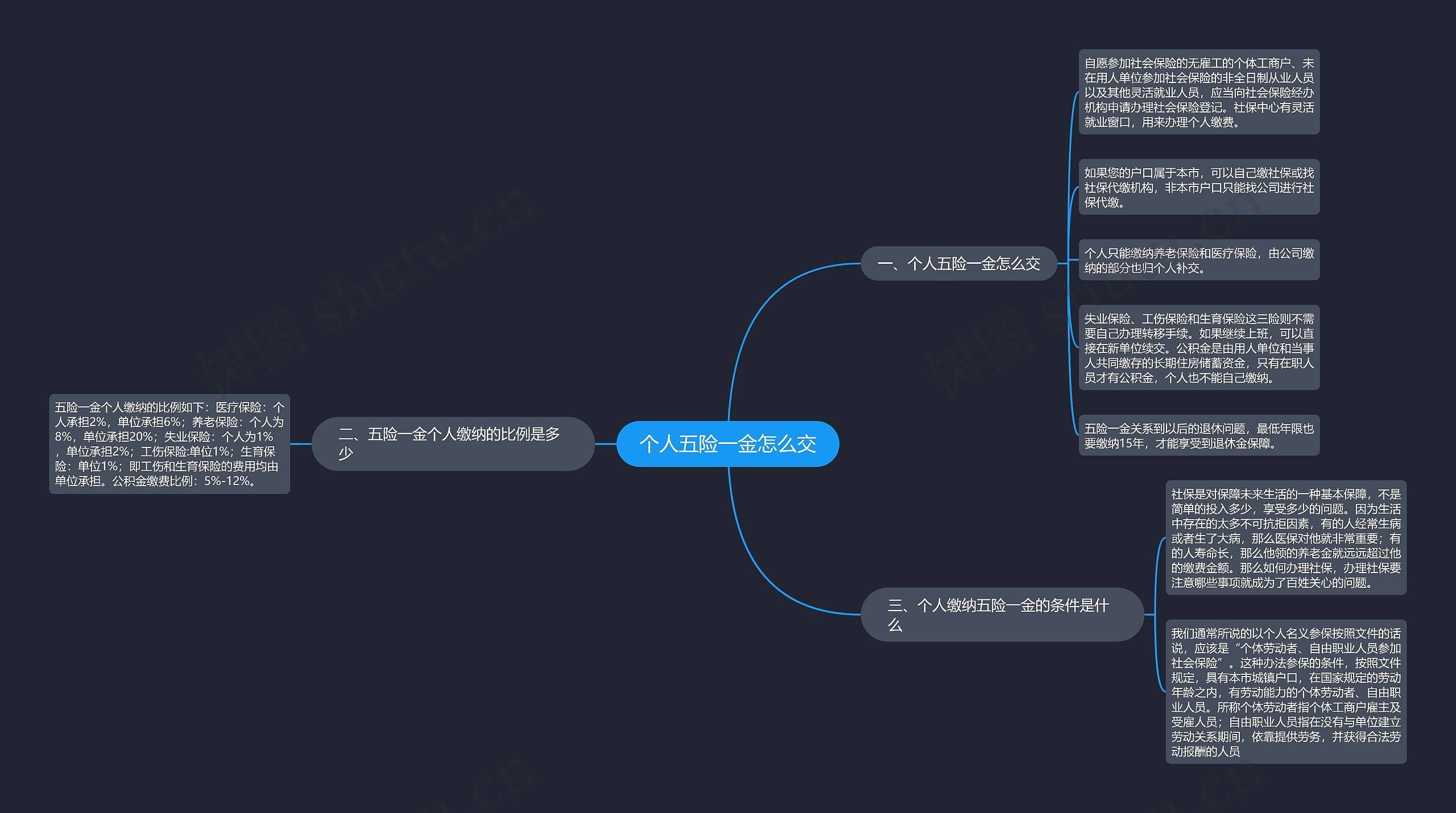 个人五险一金怎么交思维导图