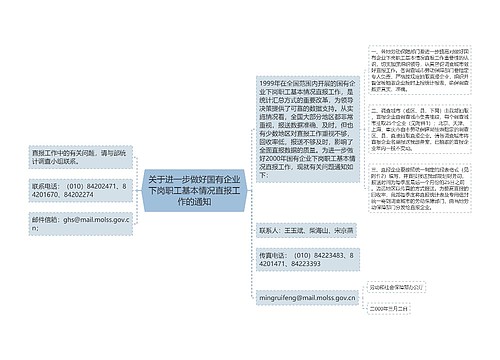 关于进一步做好国有企业下岗职工基本情况直报工作的通知