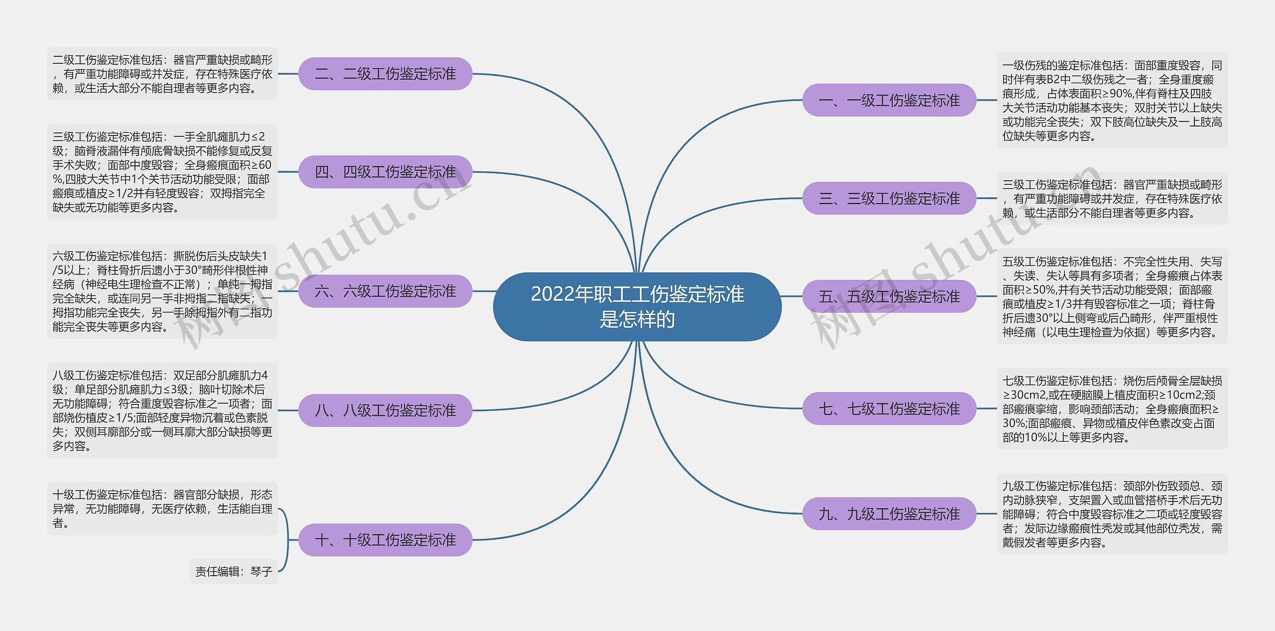 2022年职工工伤鉴定标准是怎样的思维导图