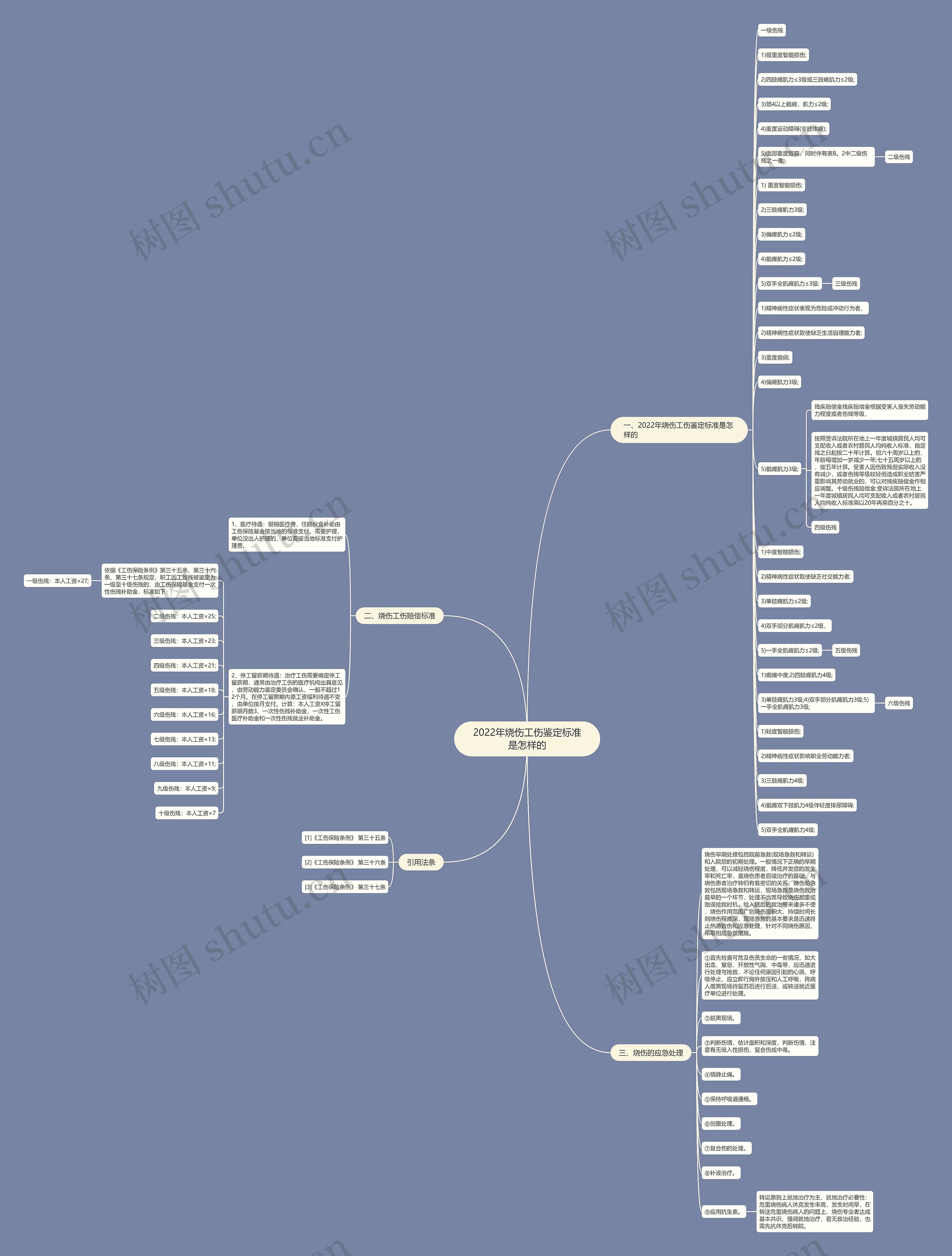 2022年烧伤工伤鉴定标准是怎样的思维导图