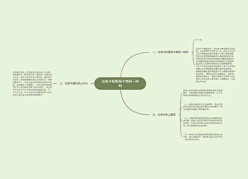 社保卡和医保卡密码一样吗