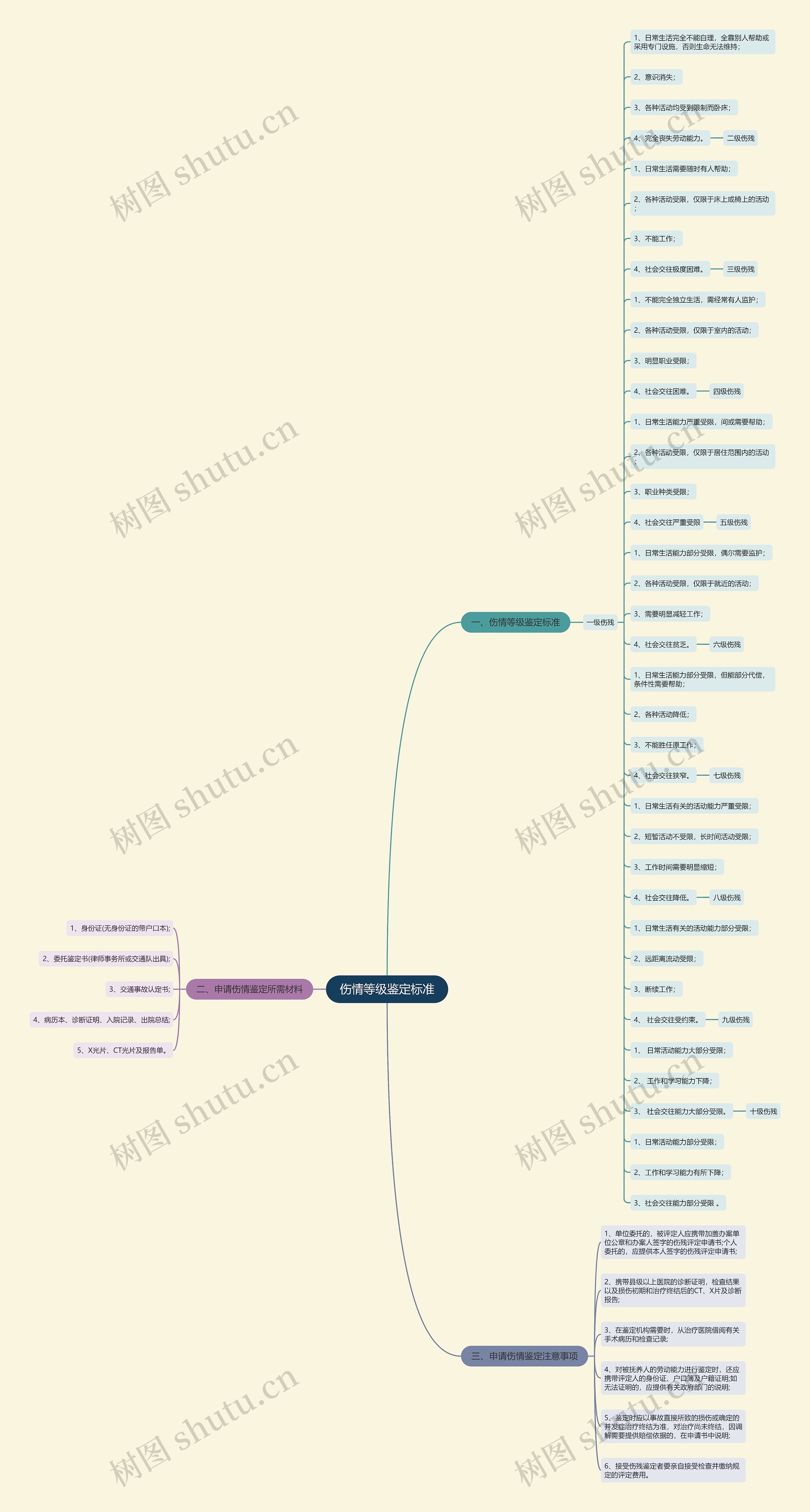 伤情等级鉴定标准思维导图
