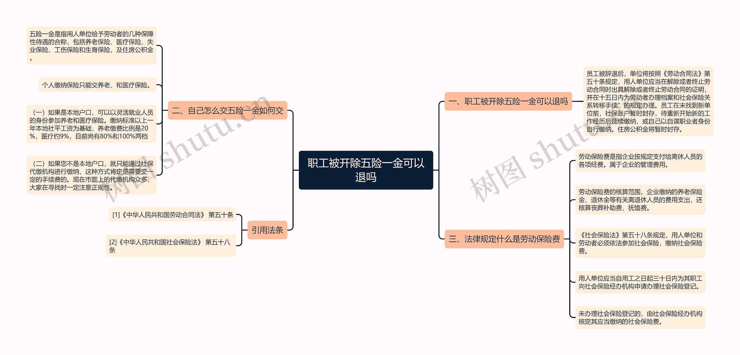 职工被开除五险一金可以退吗思维导图