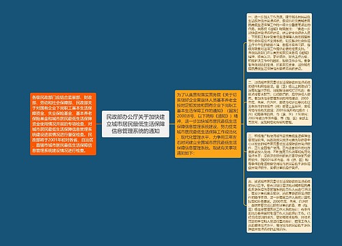 民政部办公厅关于加快建立城市居民最低生活保障信息管理系统的通知