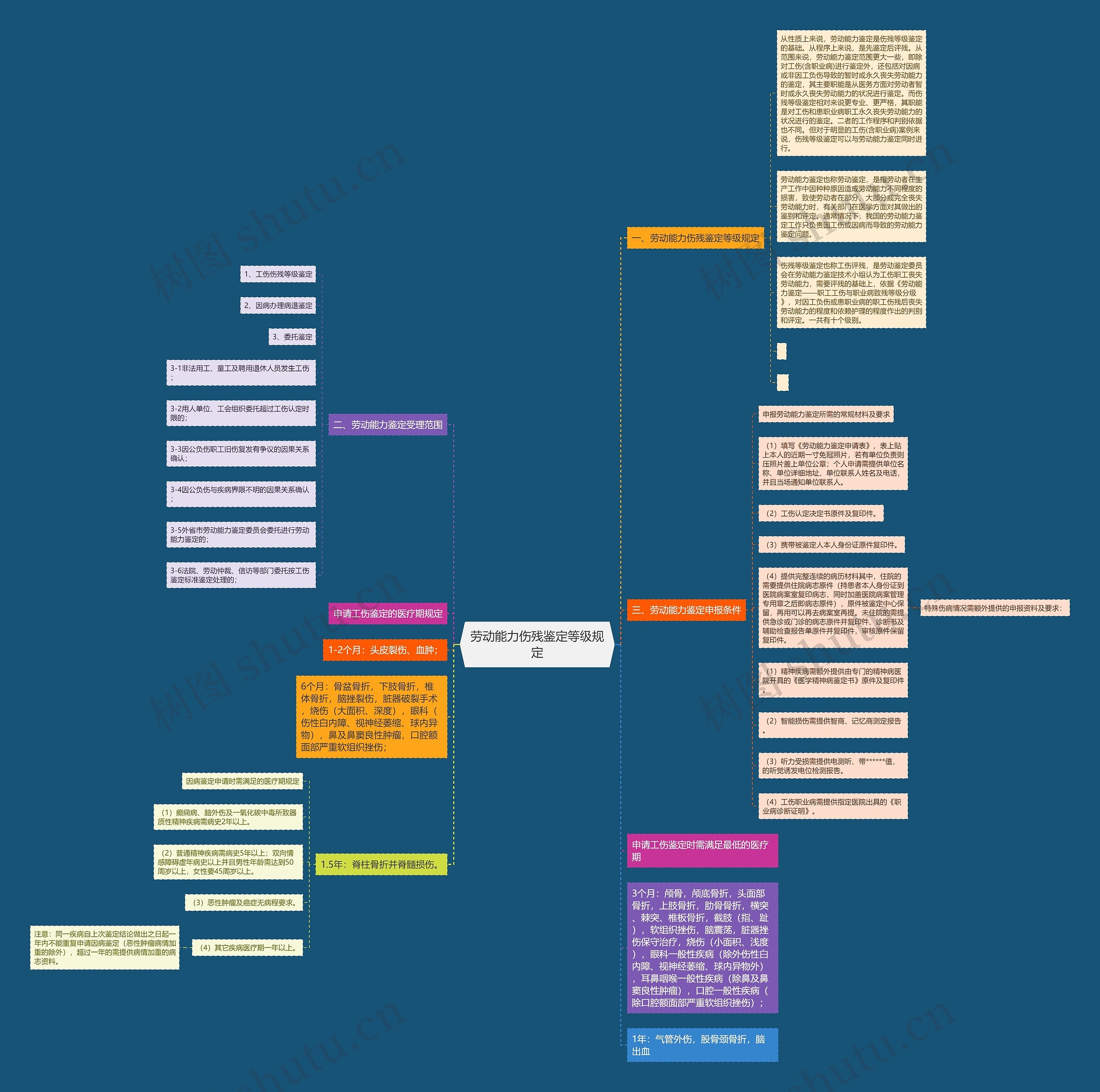 劳动能力伤残鉴定等级规定思维导图