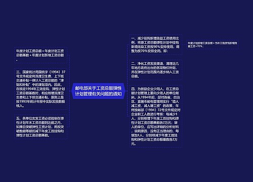 邮电部关于工资总额弹性计划管理有关问题的通知